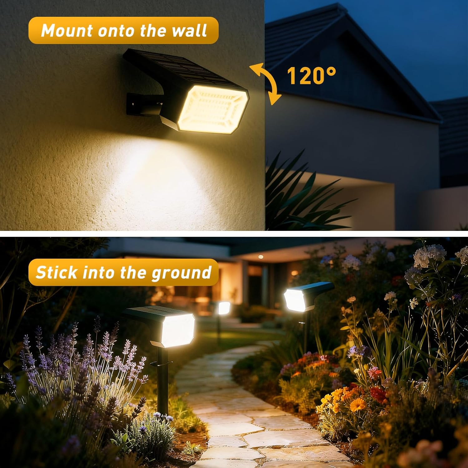 Solar Spot Lights Outdoor Waterproof IP65, [8 Pack/100 LED/4 Modes] Solar Landscape Spotlights, Auto On/Off High Lumens Spot Lights for Yard Garden Pathway(Warm White)