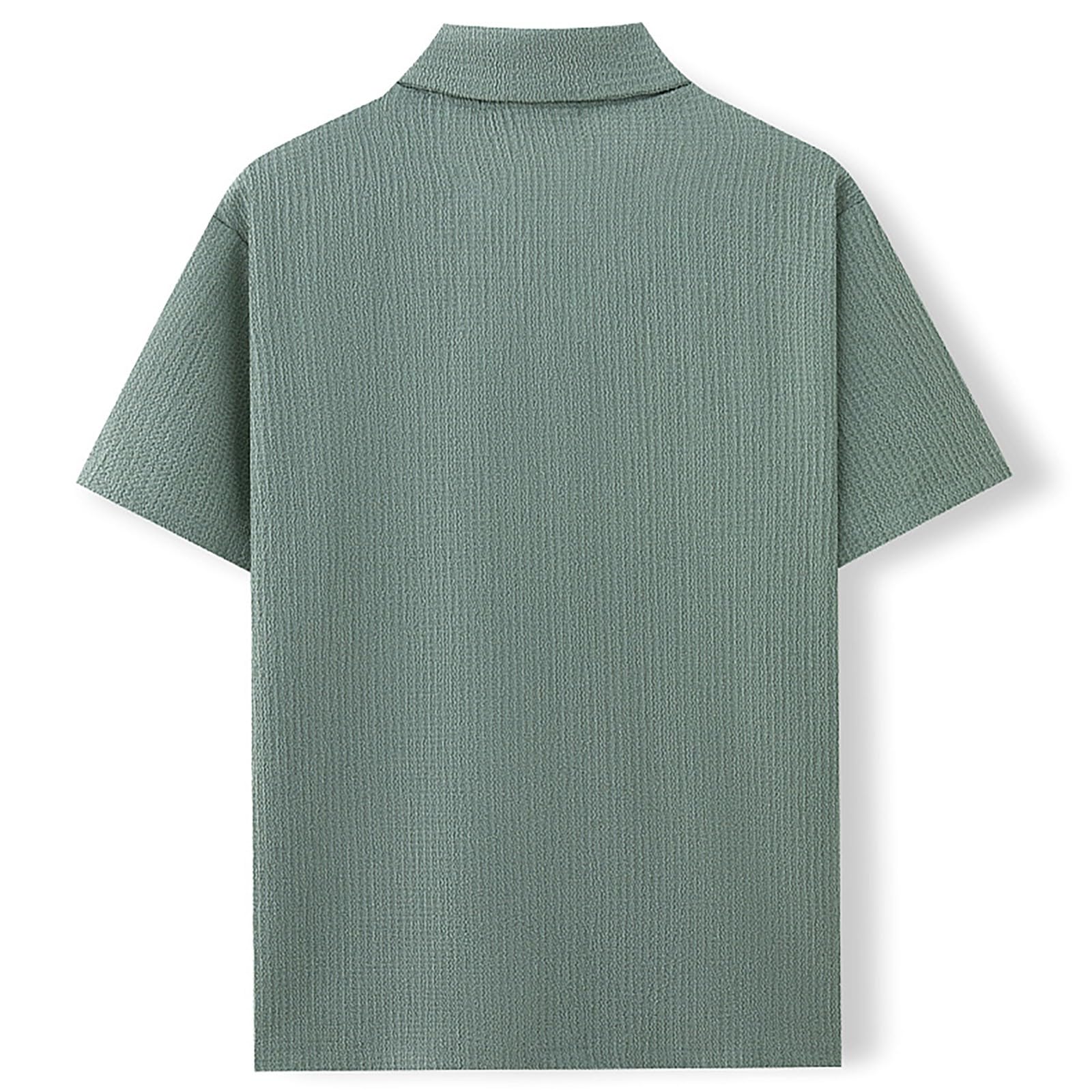 Generico Camicia Uomo Manica Corta Estate Elasticizzata Slim Fit Casual Easy-Iron Camicie Business Elegante Tinta Unita Camicia Hawaiana Uomo 3XL Cotone