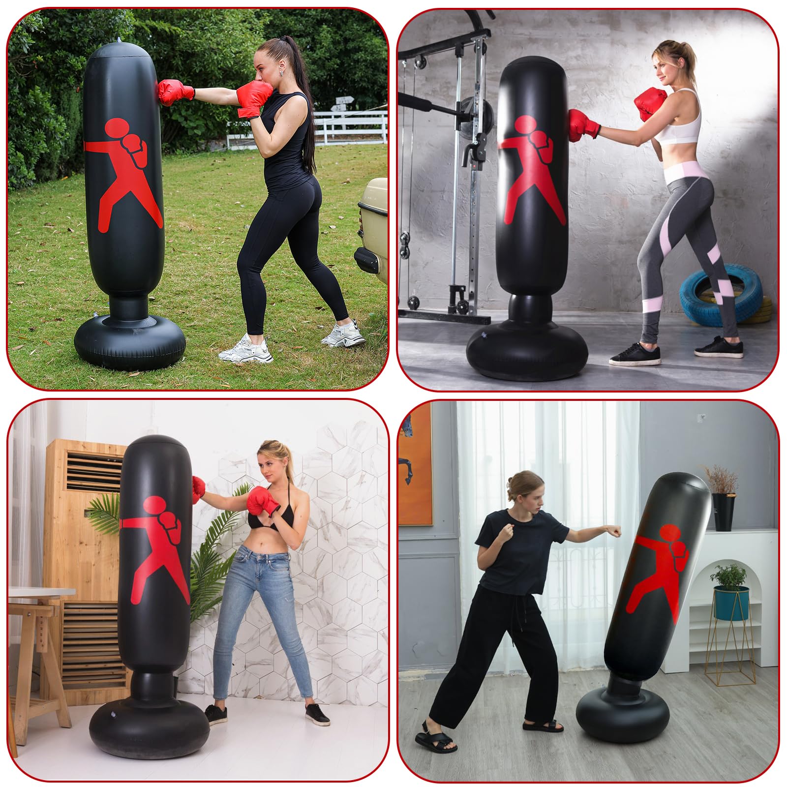 Sacco da Boxe per Bambini, 160CM Sacco da Boxe Gonfiabile, Stabile, Gonfiabile, Regalo per Ragazzi e Ragazze dai 3-14 Anni, per Praticare Karate, Taekwondo