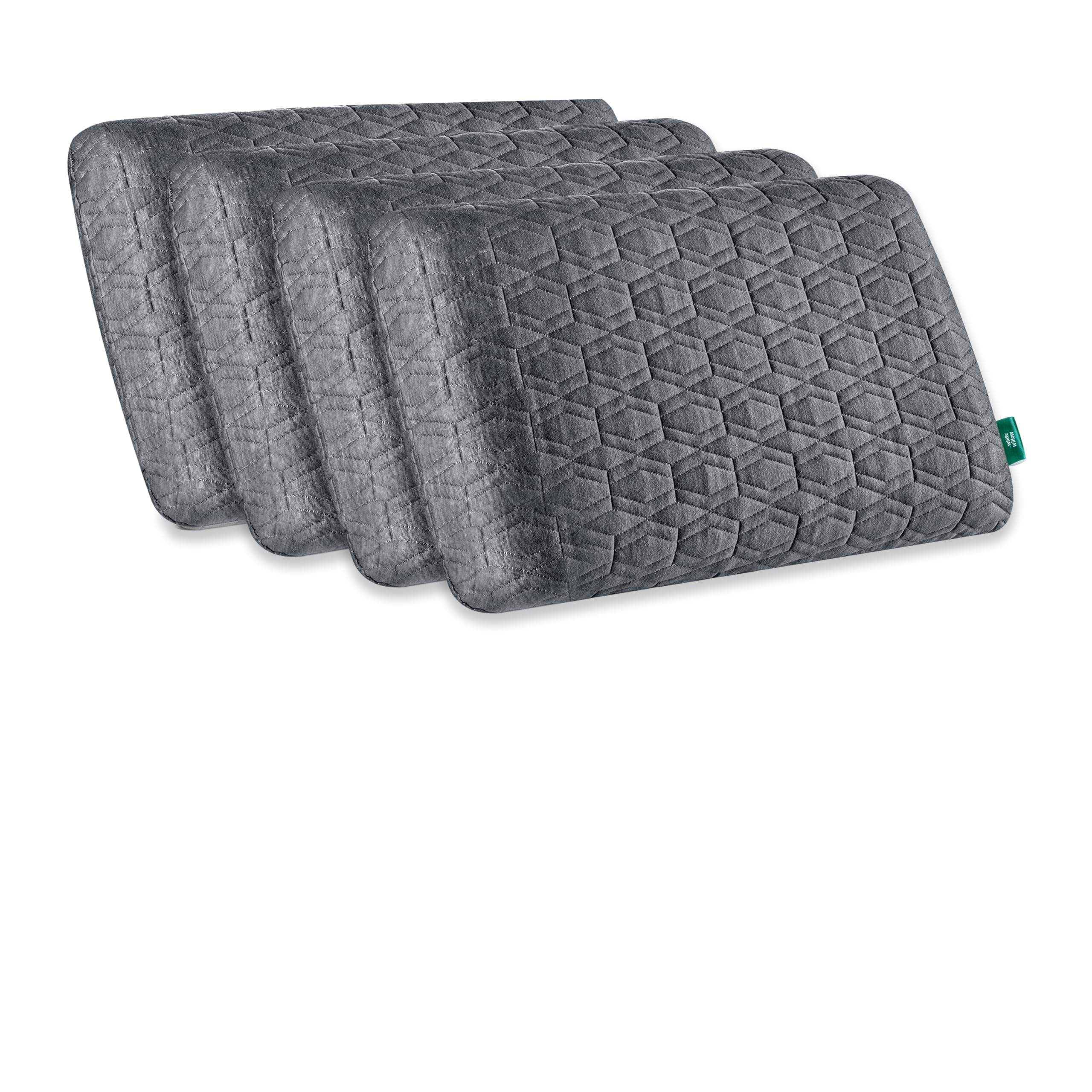 The White Willow Memory Foam Pillow Set of 4 – Cool Gel Orthopedic Support for Neck, Shoulder & Back – for Side, Back & Stomach Sleepers – Medium Firm – Standard – 4" H – Grey