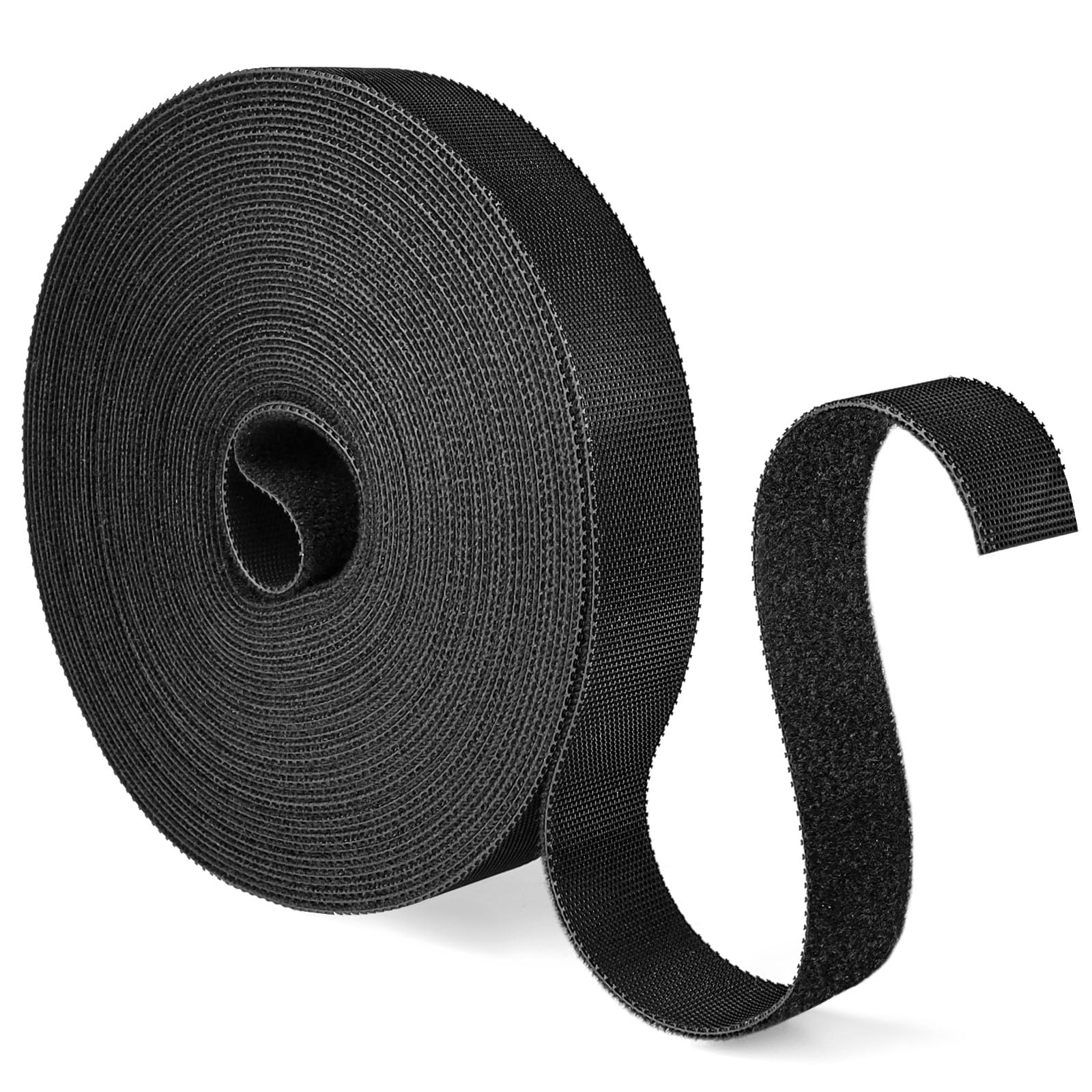 10m Klettband, 20mm Breit Klett Kabelbinder Wiederverschließbar, Frei Zuschneidbar Klettband Kabelbinder Schwarz, Kabel Klettbänder für Garten Oficina Hogar Schnüre Schläuche Kabel-Management usw