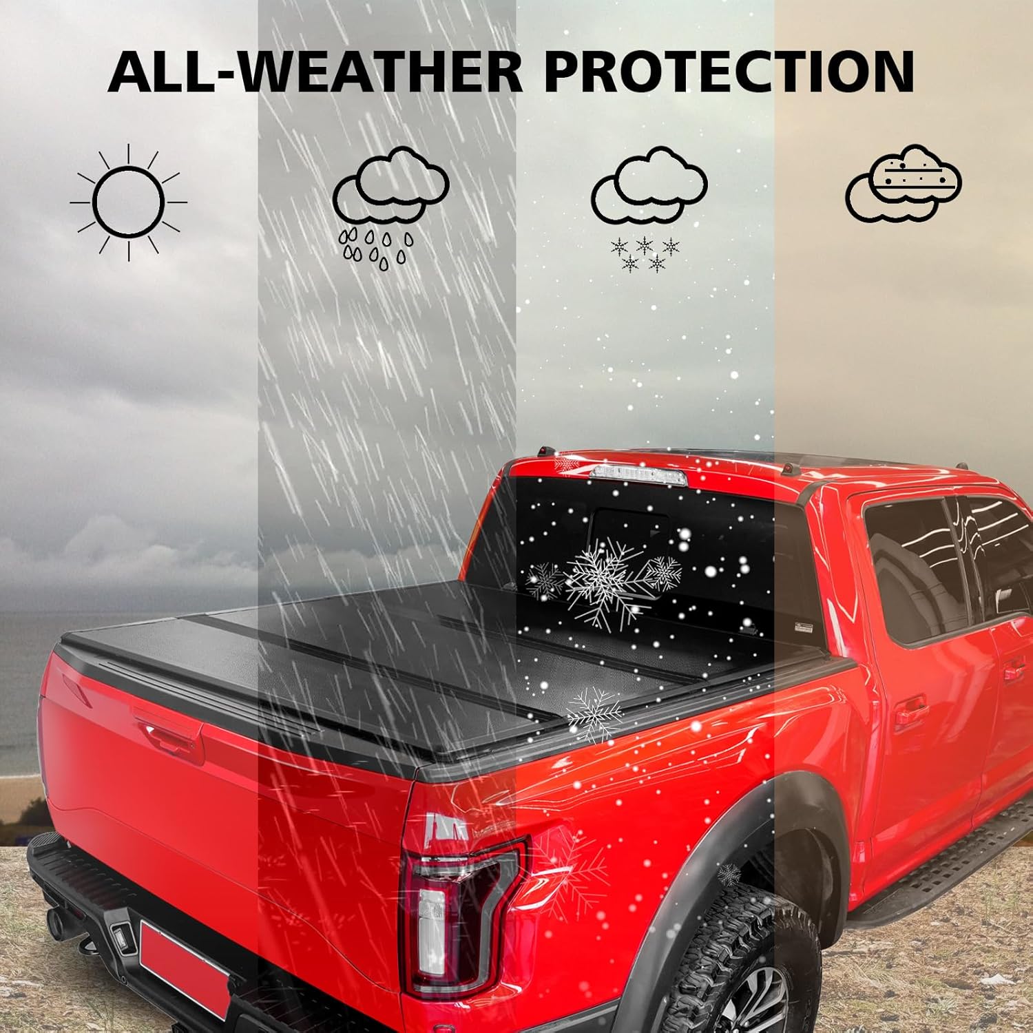 Hard Tri-Fold Truck Bed Tonneau Cover Compatible for 2020-2023 Jeep Gladiator 5'/60" Bed