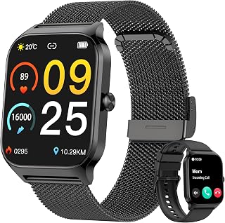 Popglory Smartwatch Uomo Donna Chiamate, 1.85" Orologio Salute con Pressione Sanguigna, Frequenza Cardiaca, Sonno, 100+ Sports Fitness Tracker, Contapassi, Compatibile con Apple, Samsung, Android