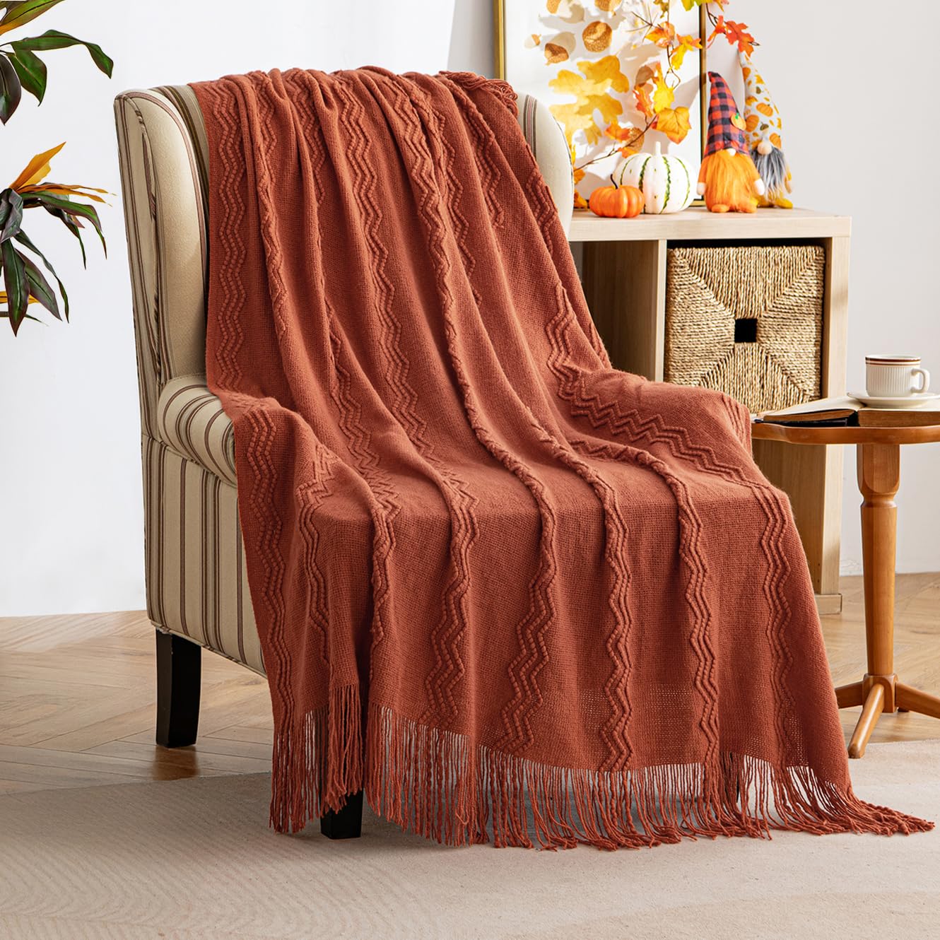 Amazon.com: MIULEE Fall Rust Knitted Throw Blanket for Couch