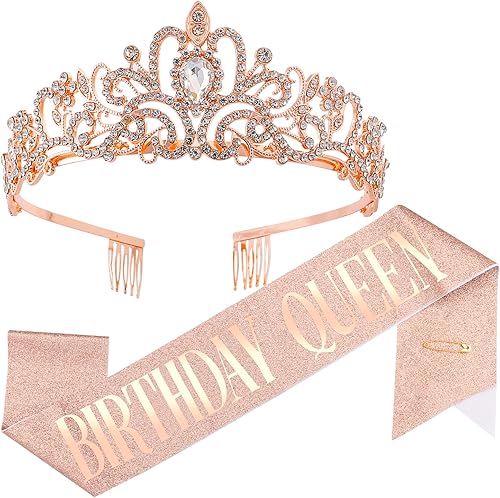 Coronas de cumpleaños para mujer, banda de cumpleaños y tiaras para mujer, corona de reina de feliz cumpleaños para mujer, recuerdos de fiesta de