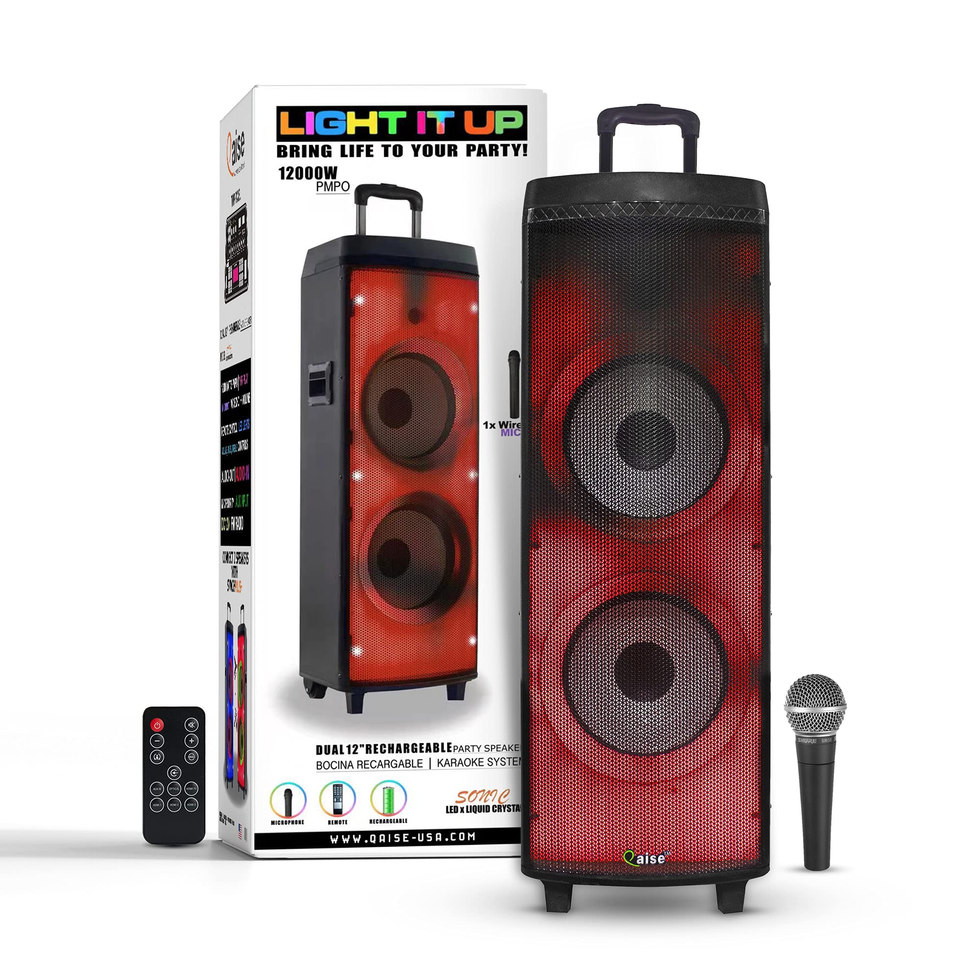 Buy Qaise HighEnd Dual 12 inch Rechargeable Bluetooth Party Speaker