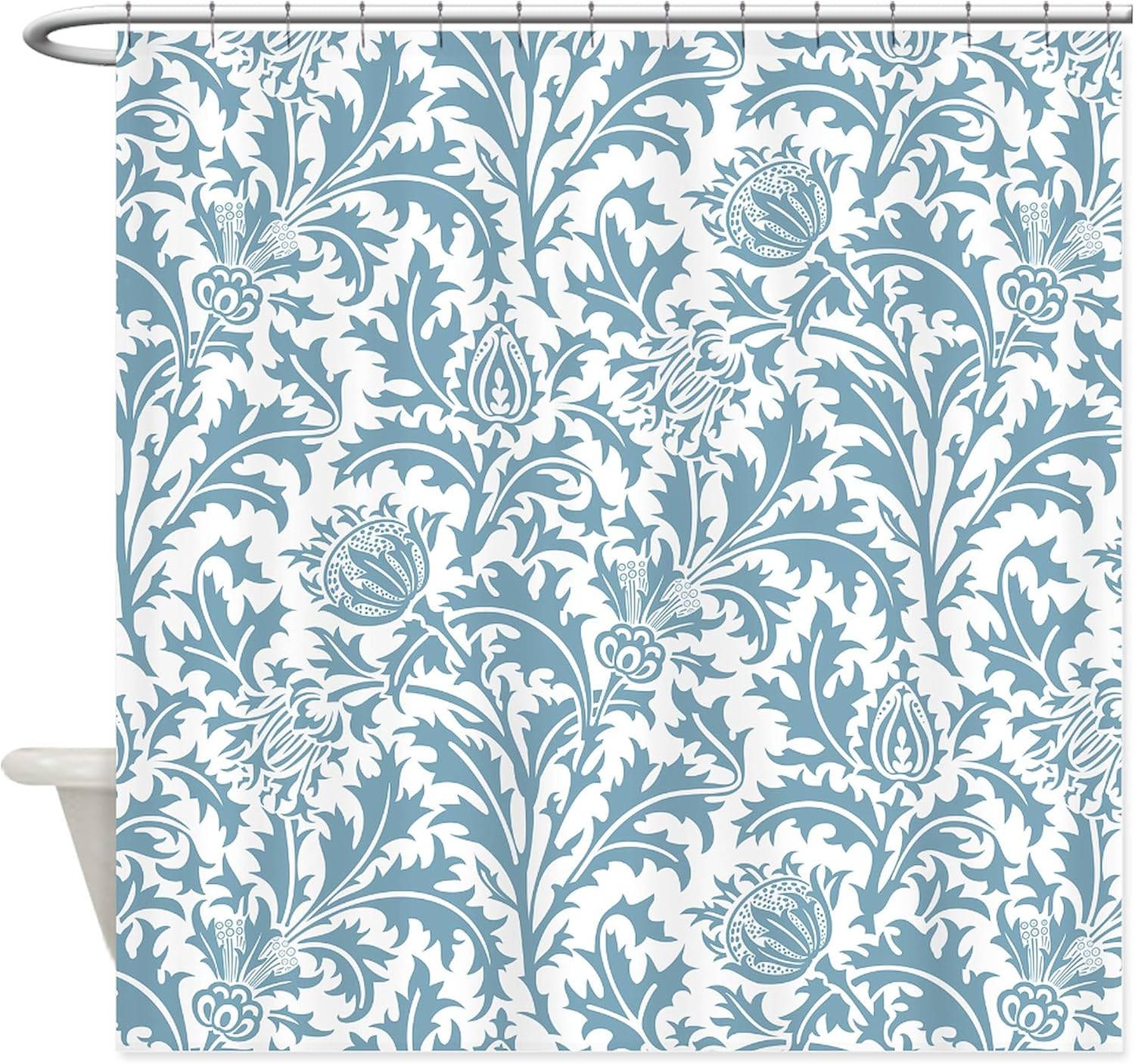 CafePress Pastel Teal William Morris Thistle Pattern Decorative Fabric Shower Curtain