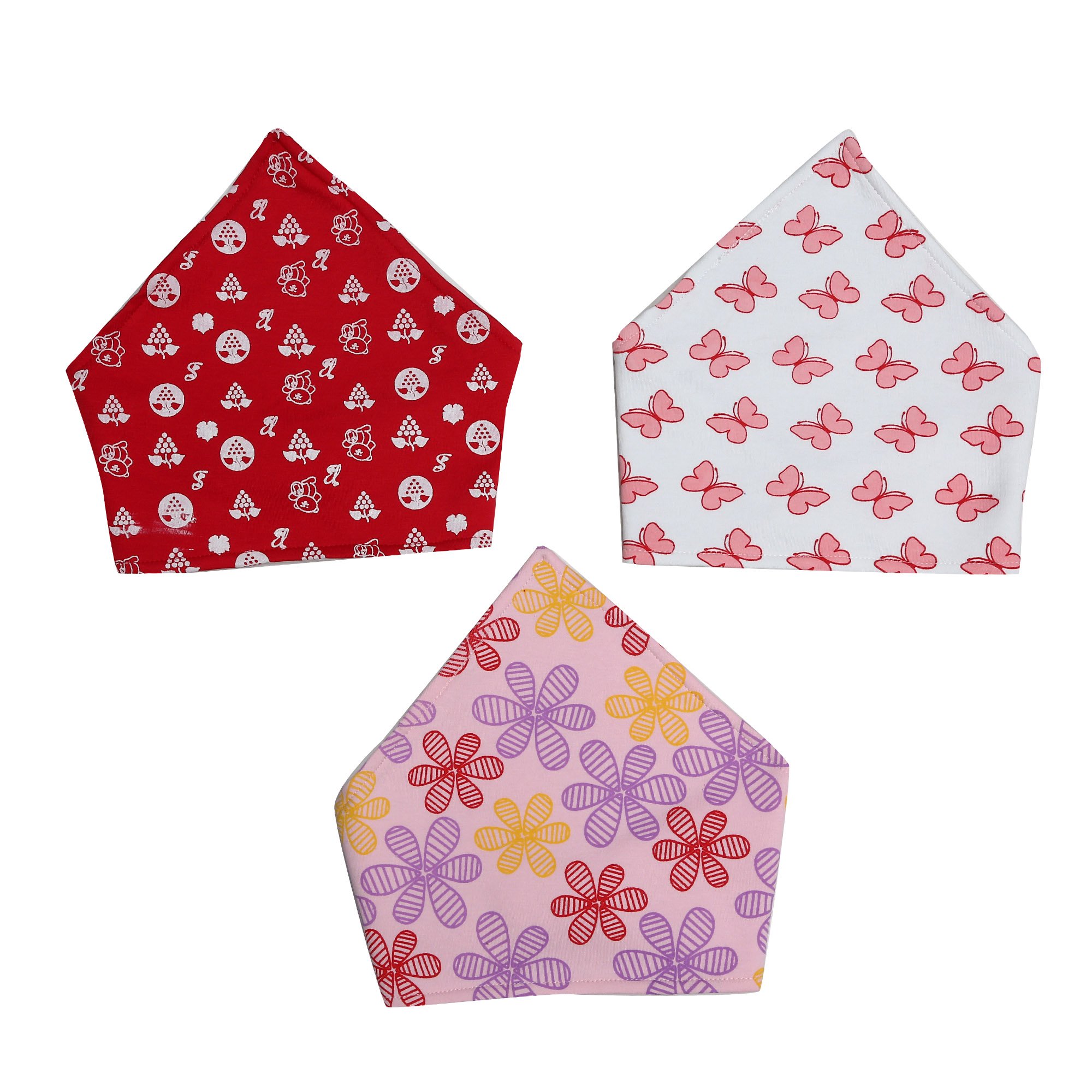 Kaboos Multicolor Cotton Bandana Bibs - Set of 3