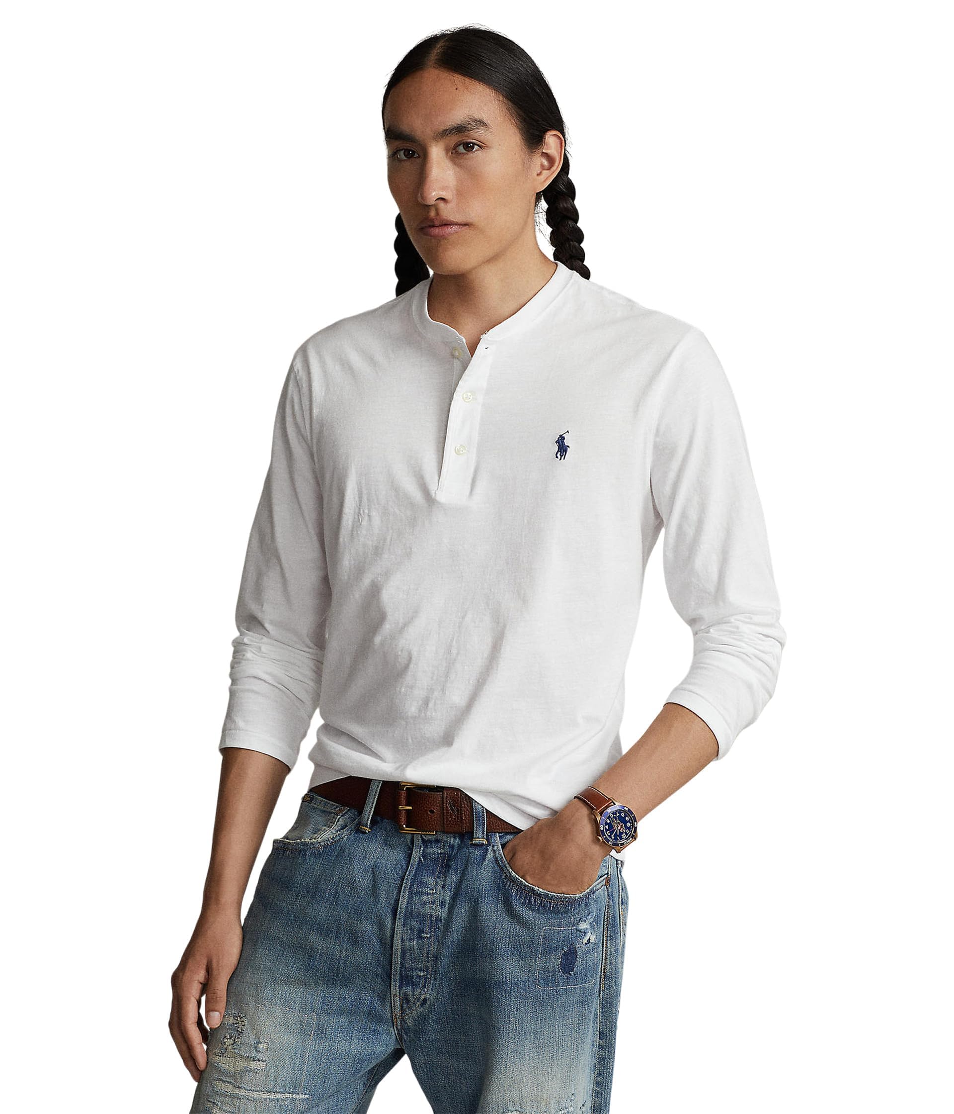 Polo Ralph Lauren Men's Slub Jersey Henley Shirt, White 1, XXL
