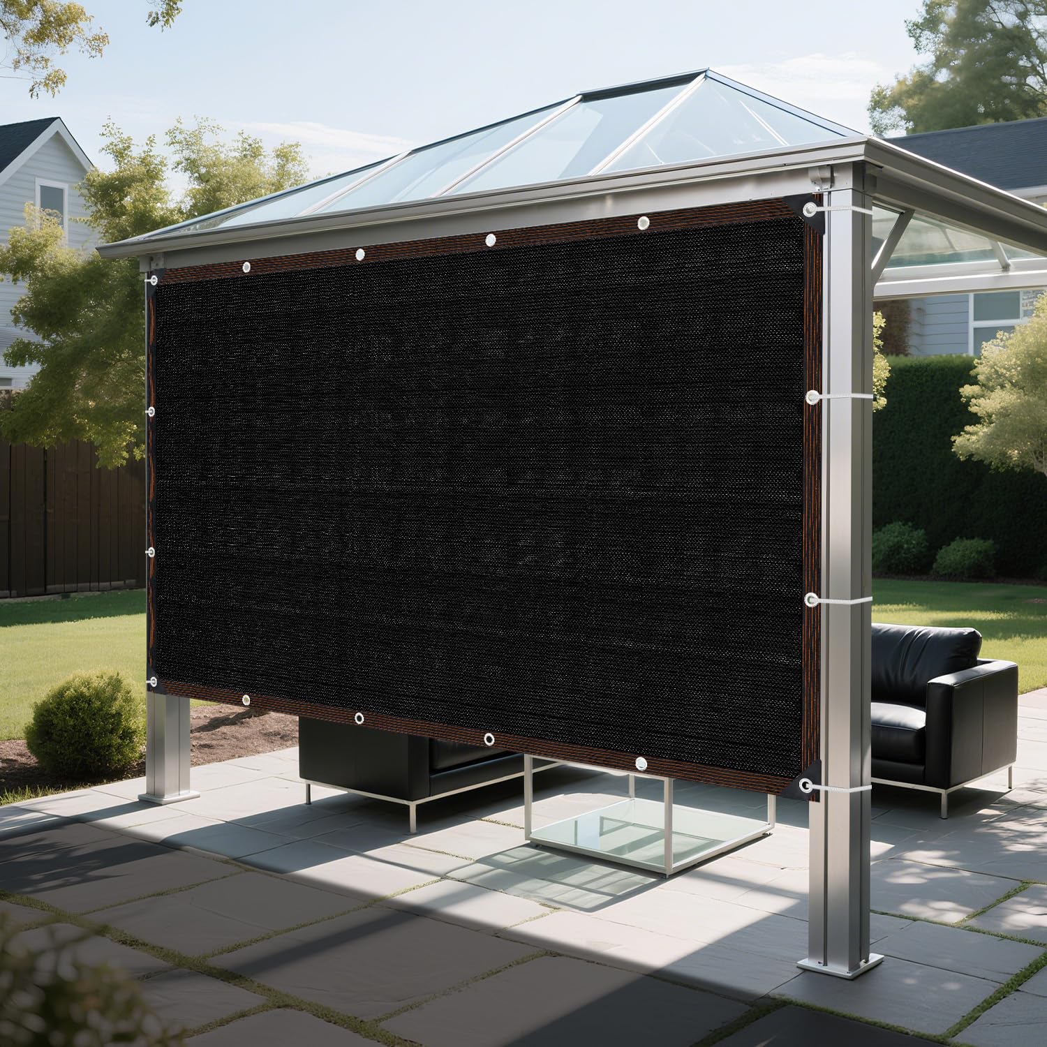 Tkanina zacieniająca na zewnątrz, 2 x 10 m90% ochrona przed promieniowaniem UV, siatka do szklarni, patio, roślin, kurnika, ochrona przed wiatrem, wodoodporna, czarna