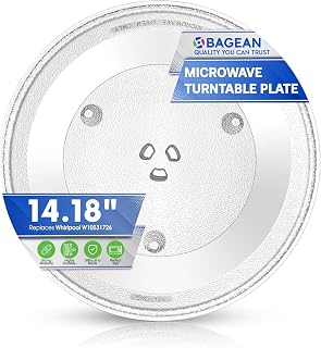 Microwave Plate Replacement 14 1/8 inch Fits W10531726 Whirlpool Microwave Glass Plate - Exactly Replaces Rotating Microwave Turntable Plate - Durable Oven Dish Tray For Better Cooking And Reheating