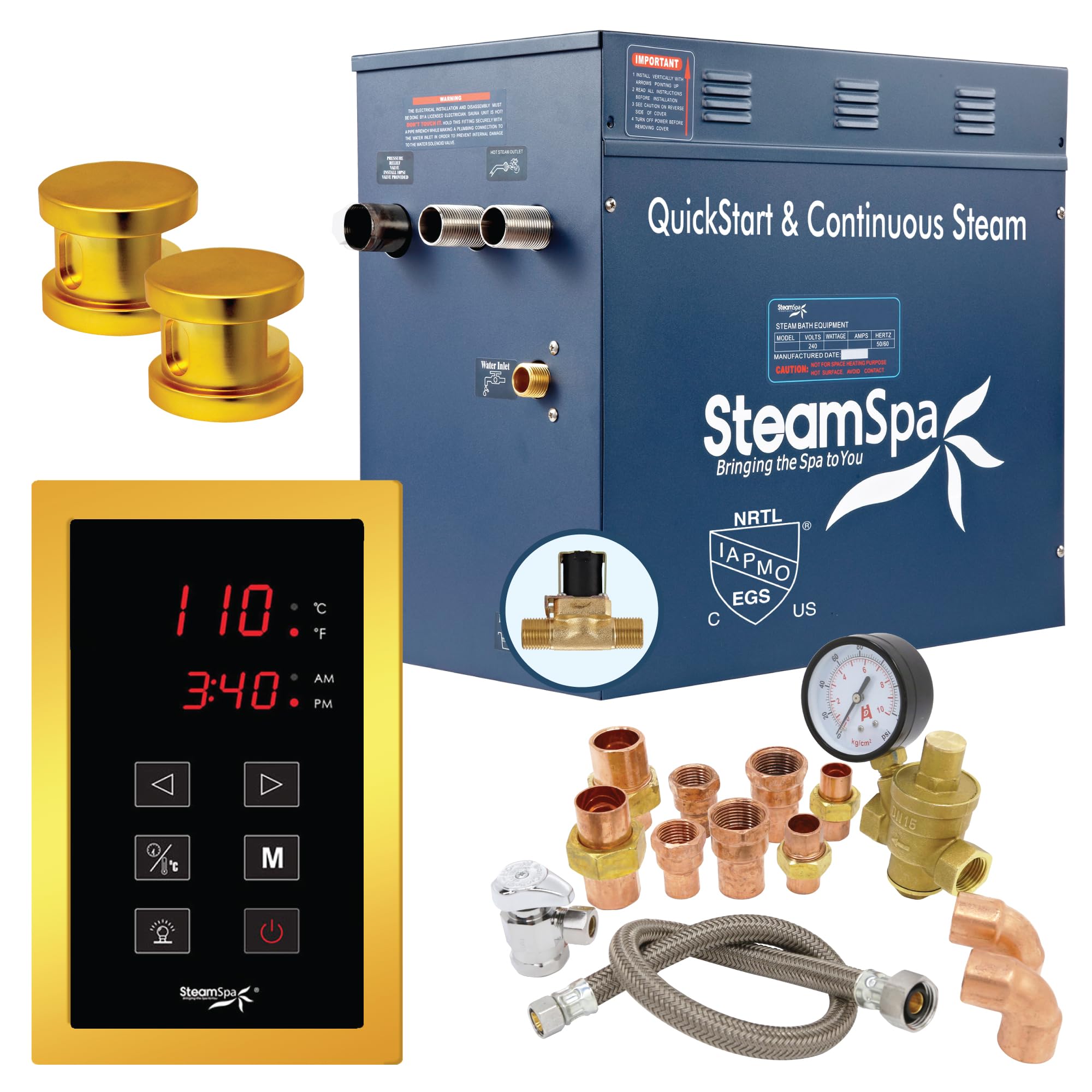 Premium 10.5 KW Quickstart Acu Steam Bath Generator Package