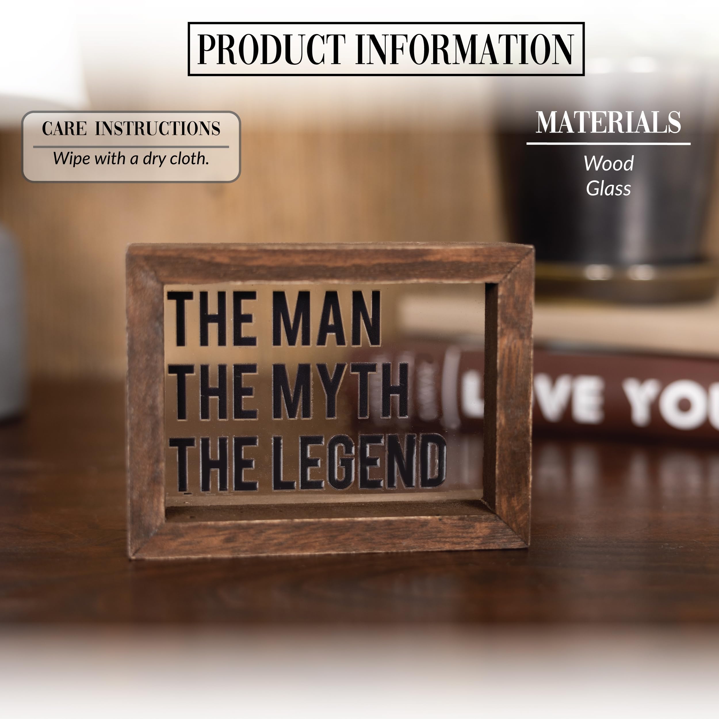Pavilion Gift Company - Placa decorativa de pared con texto en inglés "The Man The Myth The Legend" (El hombre, el mito, la leyenda) - Placa de 4 x 3 pulgadas para decoración de pared, diseño de cueva