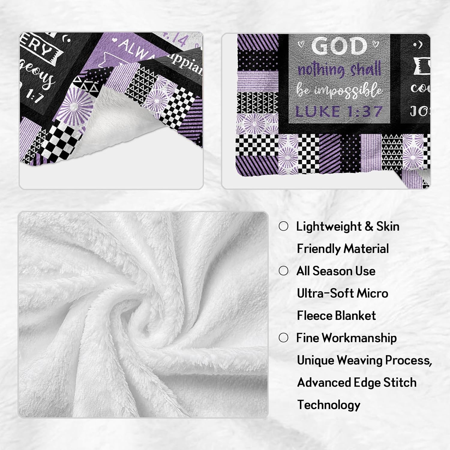 CUJUYO Christian Gifts for Women Blanket 60"x50" - Inspirational Religious Birthday Gifts - Baptism Confirmation Gifts for Girls - Catholic Spiritual Gifts for Women - Bible Verse Christian Blankets - Image 6
