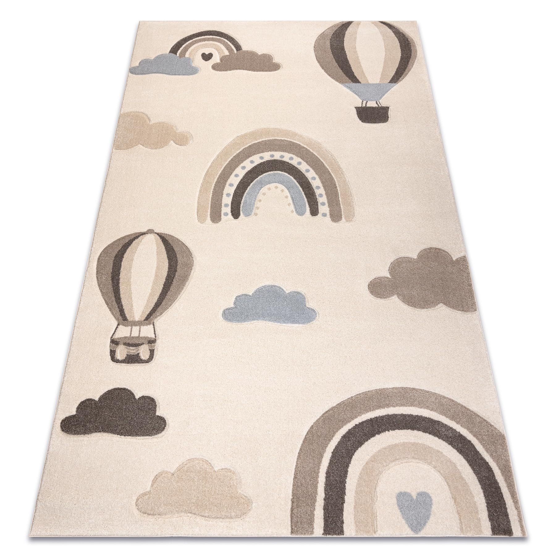 Kiddo Teppich 5644 Creme/beige Regenbogen-Wolkenmotiv 160x220 cm