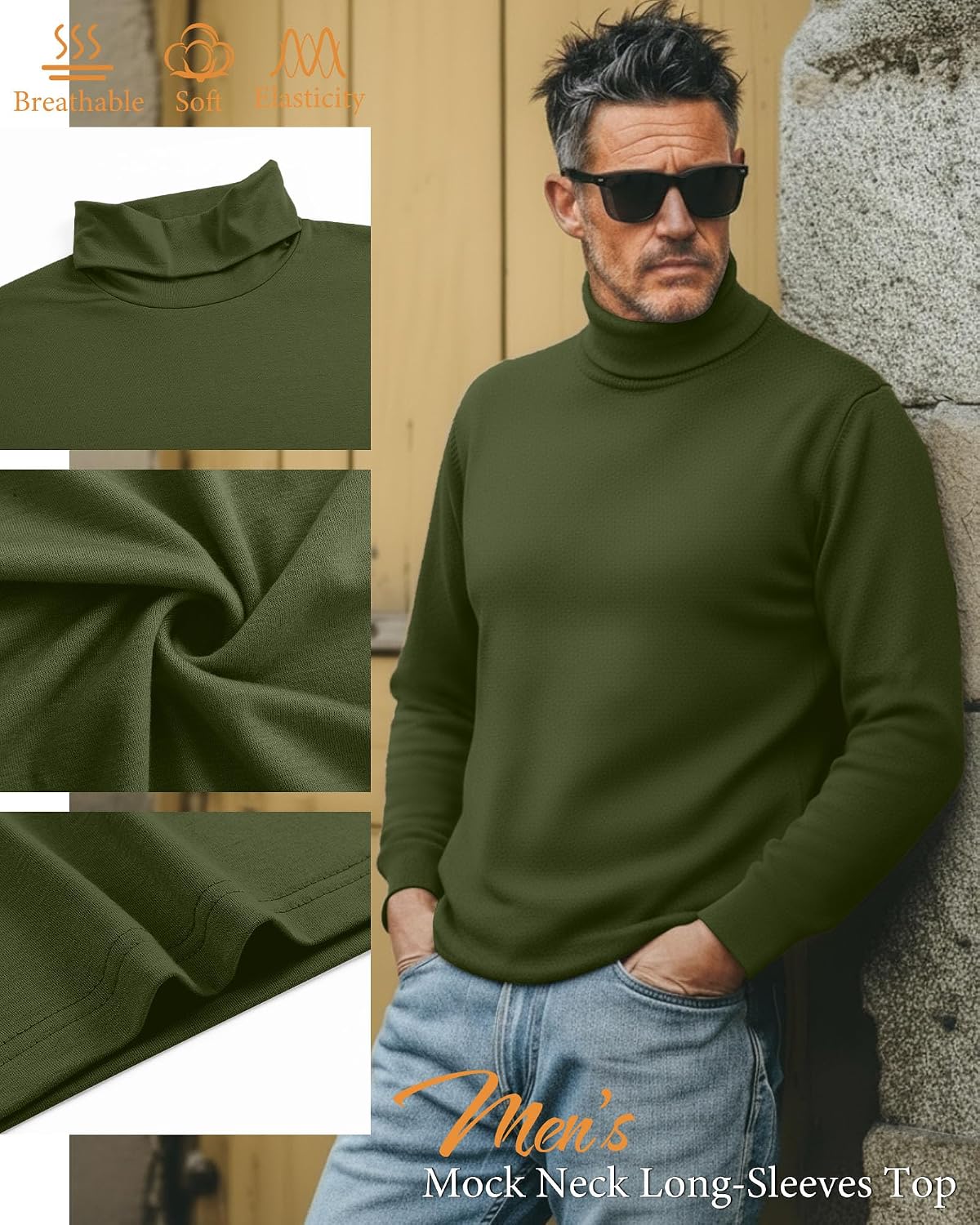 12 Pack Mens Big and Tall Turtleneck Shirt Bulk
