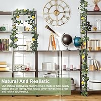 Vista 6 de Guirnalda de limón artificial de 6.5 pies, guirnalda de eucalipto de primavera y verano con limones, fruta, enredaderas de limón, coronas