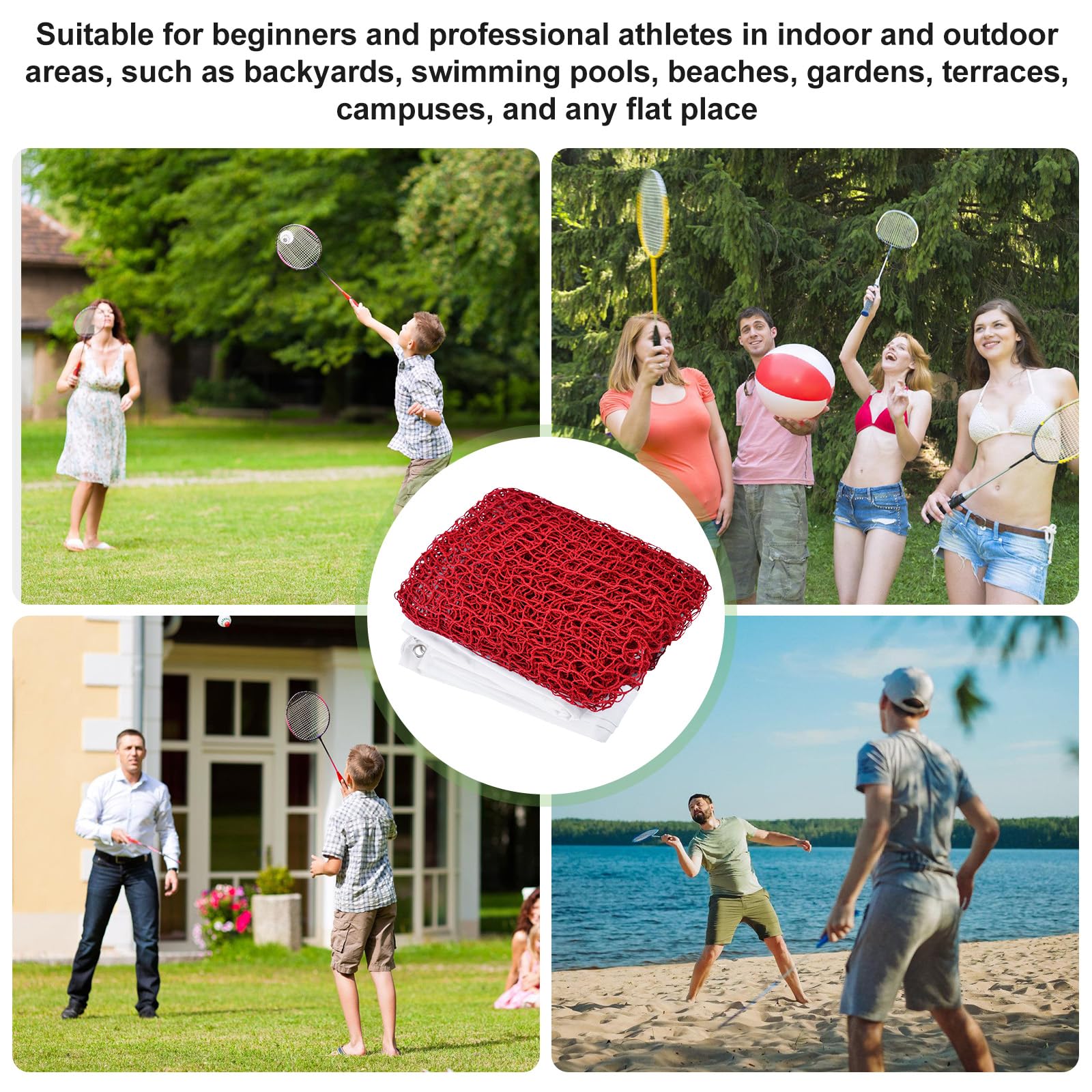 GBKDQQ: Red de Voleibol Portátil 6.1x0.76m, Fácil de Instalar, Compacta para Jardín, Playa, Patio (Roja)