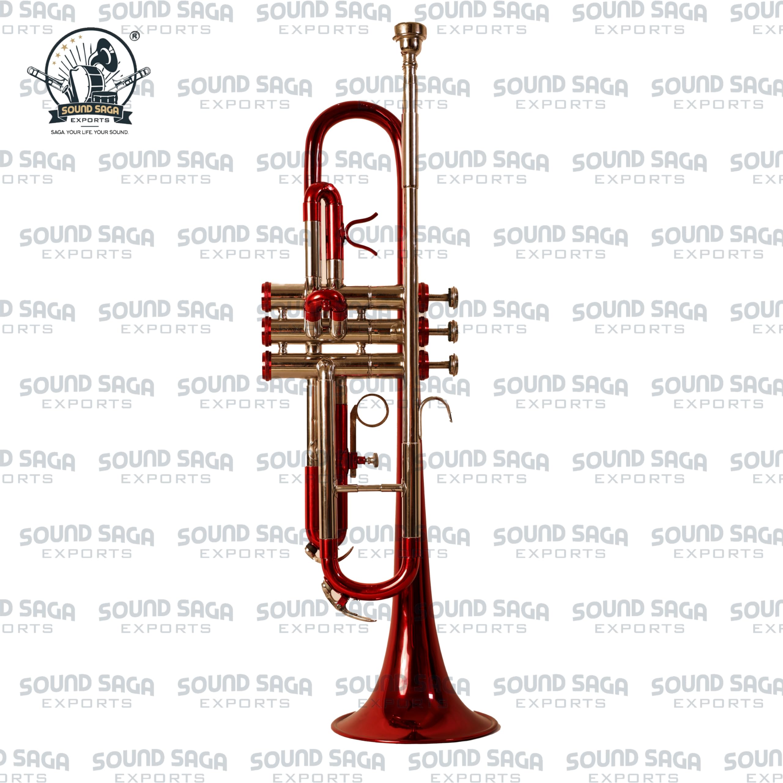 Tromba in Sib, strumento a fiato in ottone, valvole lisce, per principianti, studenti e intermedi con bocchino e custodia rigida (argento rosso)