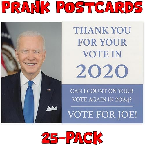 Miniatura 2 de Paquete de 25 postales de broma a granel  Joe Biden Gracias por tu voto en 2020 y 2024  Bromas chistes prácticos Gags Venganza Odio Correo  Envíalos
