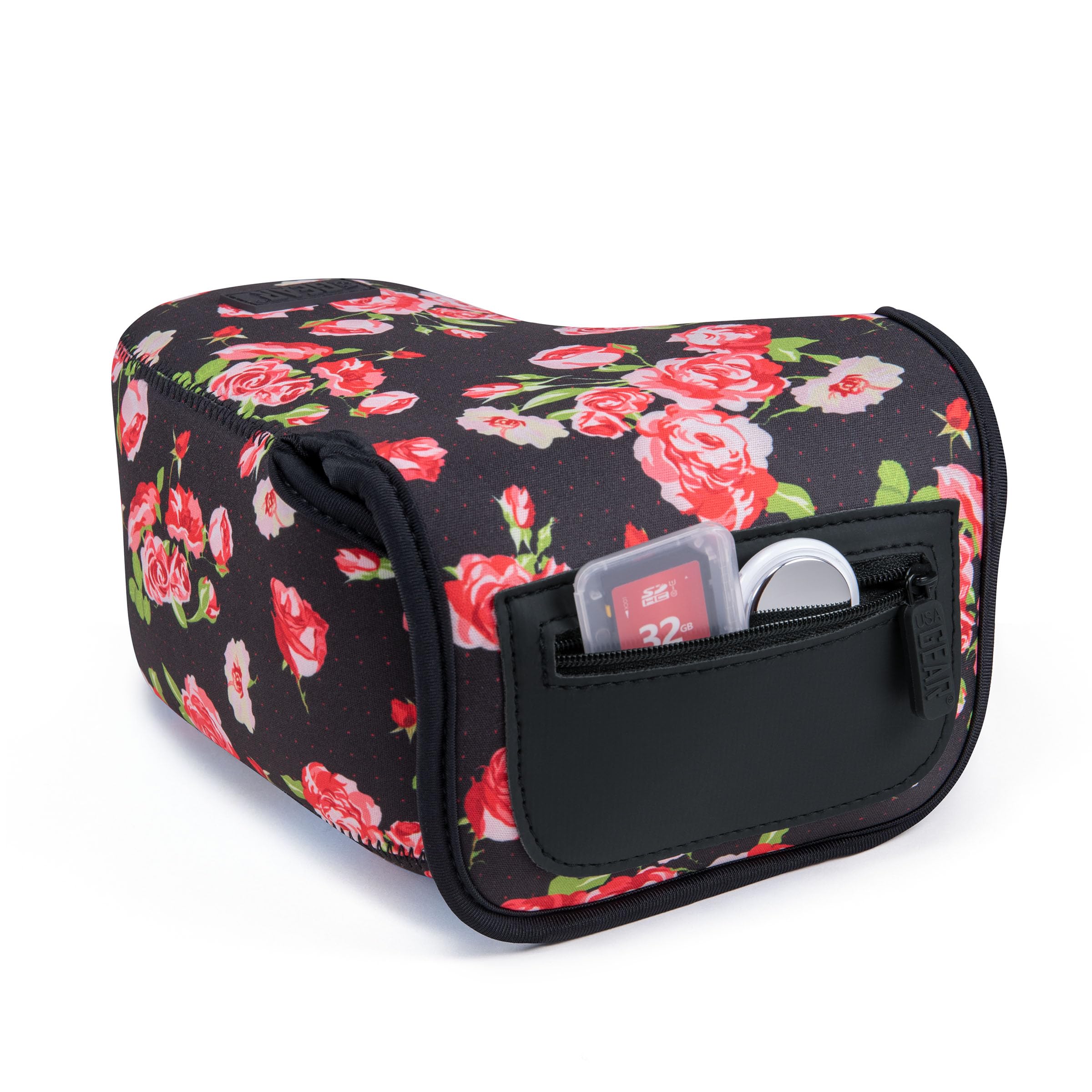 USA Gear Grand étui pour Appareil Photo (Floral) + Dragonne pour Appareil Photo (Floral), Lot