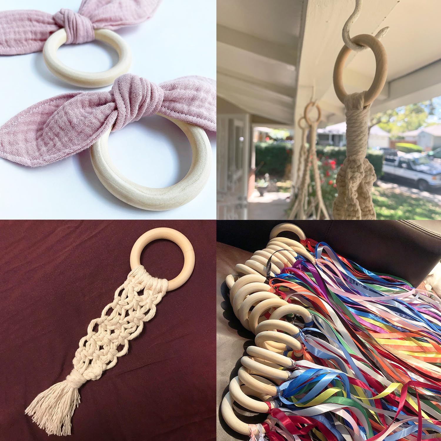 35 anillos de madera de 4 pulgadas para manualidades, anillos de madera natural para macramé, fabricación de joyas y manualidades, anillos de madera lisa sin terminar, por GNIEMCKIN