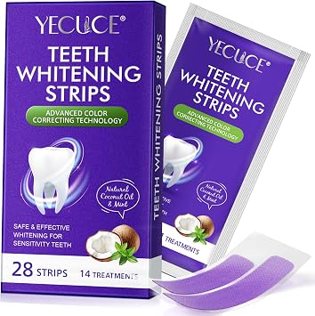 Purple Whitening Strips, Professional Teeth Whitening Strips 14 Packs 28 Pcs, Safe Non-Slip Dry Strip Technology for Whiter Teeth, 30 Minutes Fast Results, Non-Sensitive Formula,Fast-Result Products