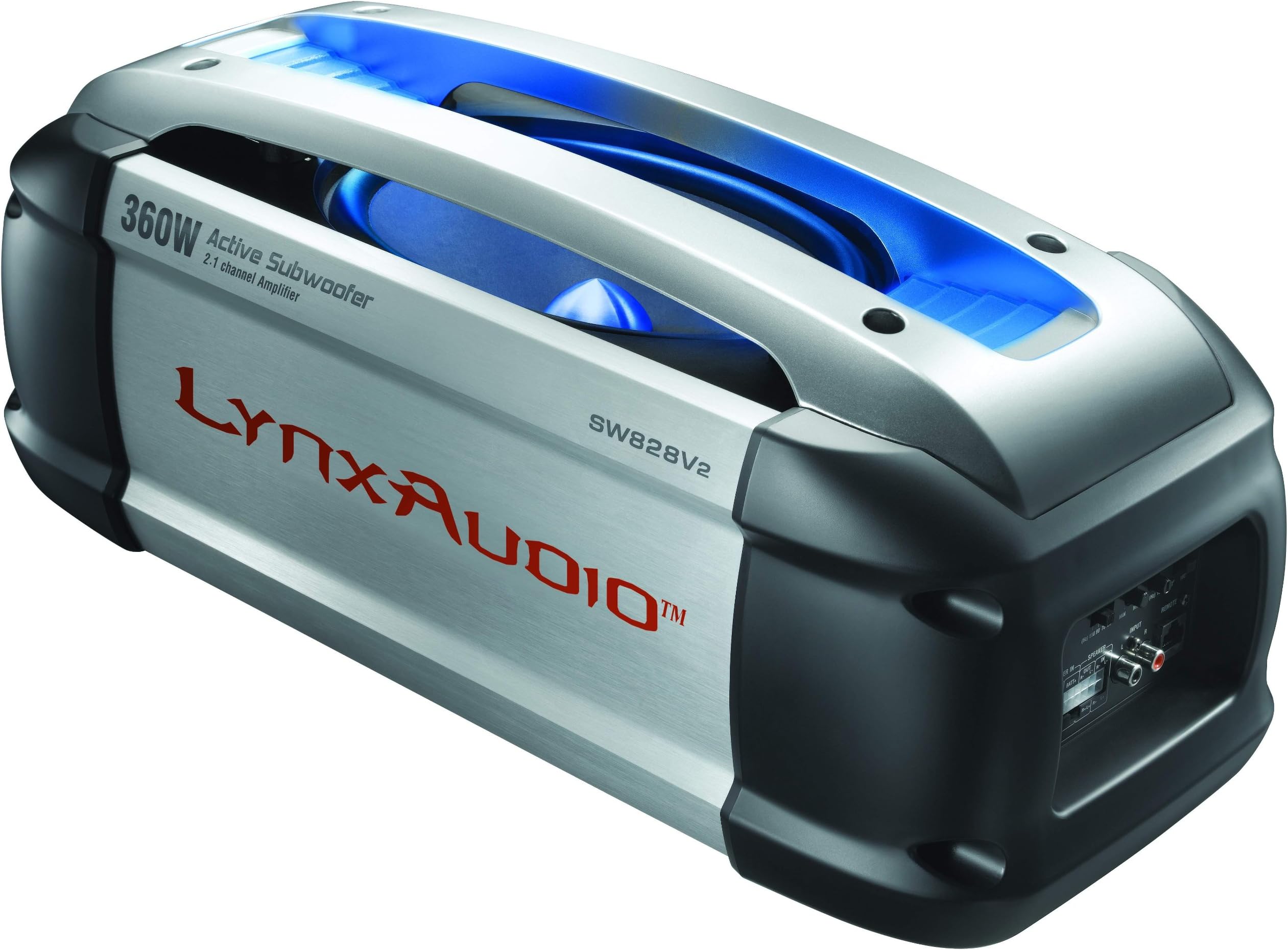 Lynx Audio SW-828V2 7 X 10 Inches 200W Amplified Subwoofer and 160W 2-Channel High Frequency Class D Amplifier with Full Color LED Lights