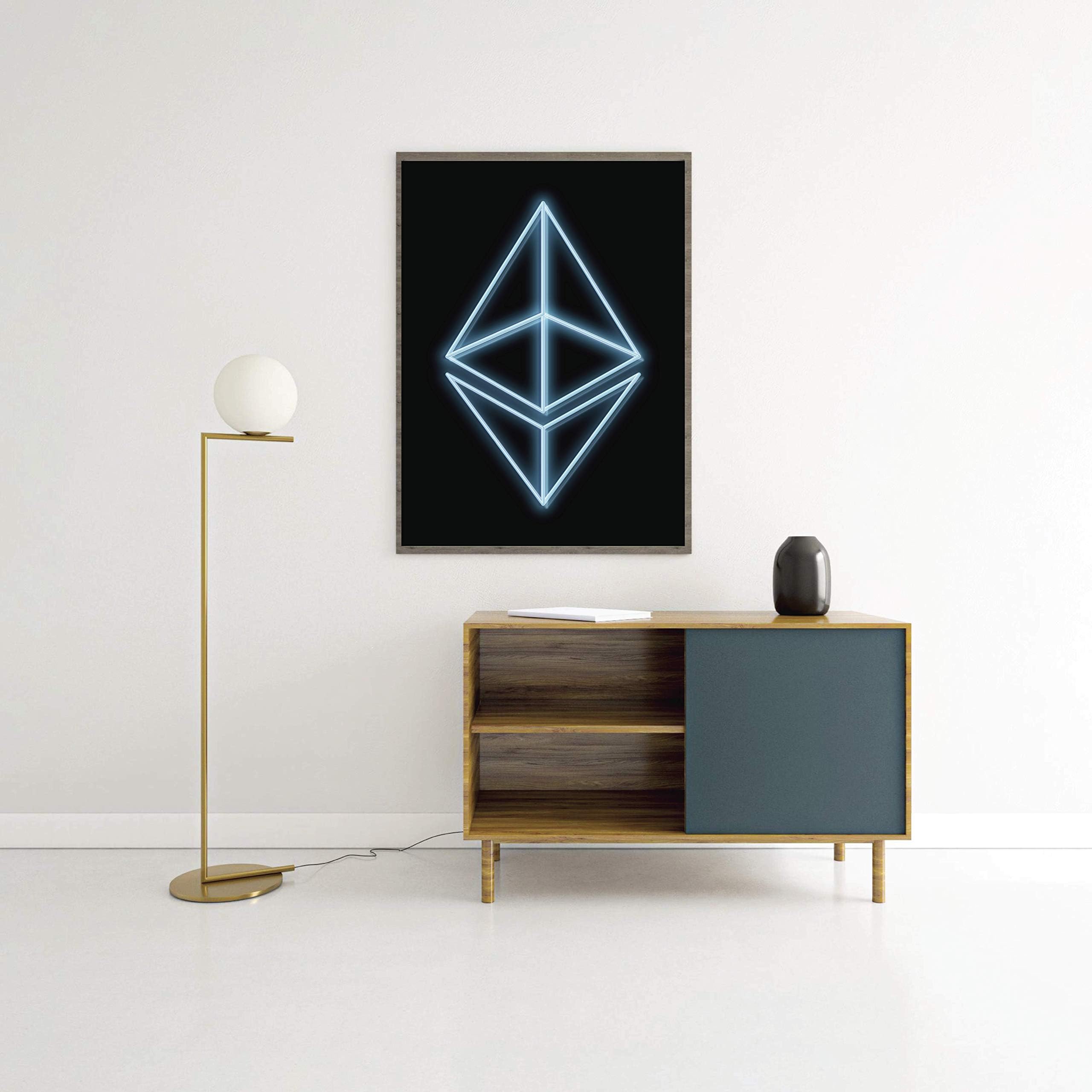 Ethereum ETH Crypto Neon Sign Art Poster print A1, A2, A3 Custom