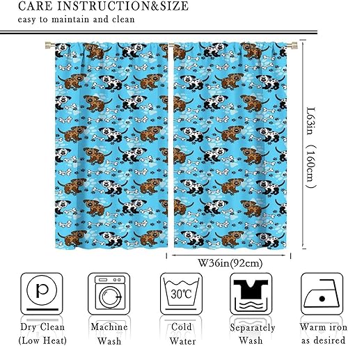 Miniatura 158 de Cortinas opacas con estampado de patas de perro, estampado de patas de perro y huesos, tratamiento de ventana, cortinas con aislamiento térmico