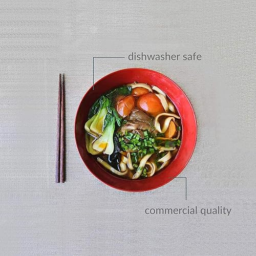 Miniatura 4 de JapanBargain Cuencos de plástico de estilo japonés de color negro y rojo, grandes, de 52 onzas, para fideos Udon Pho, pasta de cereales, sopa,