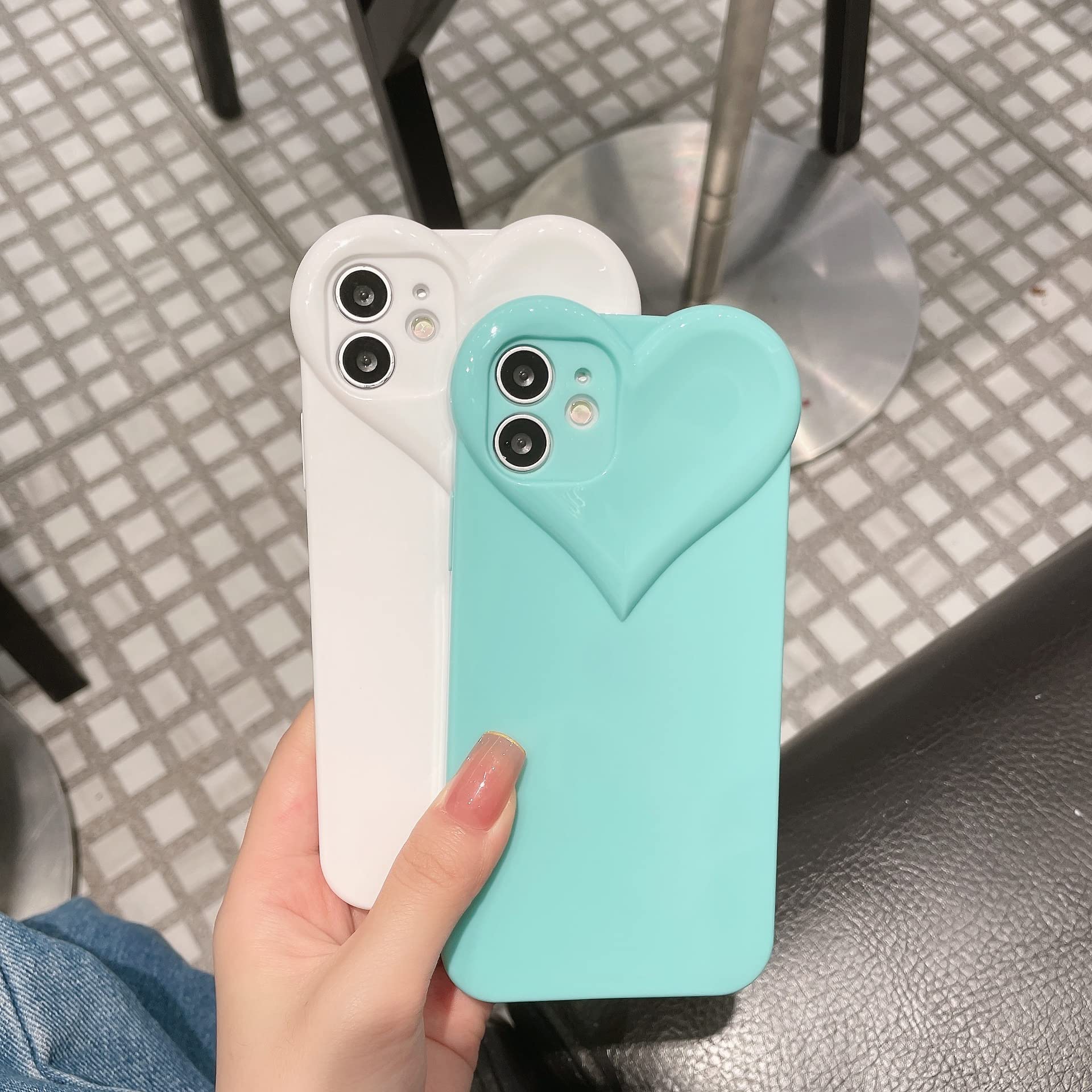 Custodia IPhone 11 Con Cuori - Silicone Morbido Con Microfibra Interna, Ultra Sottile E Antiurto - Colore Cachi - 4
