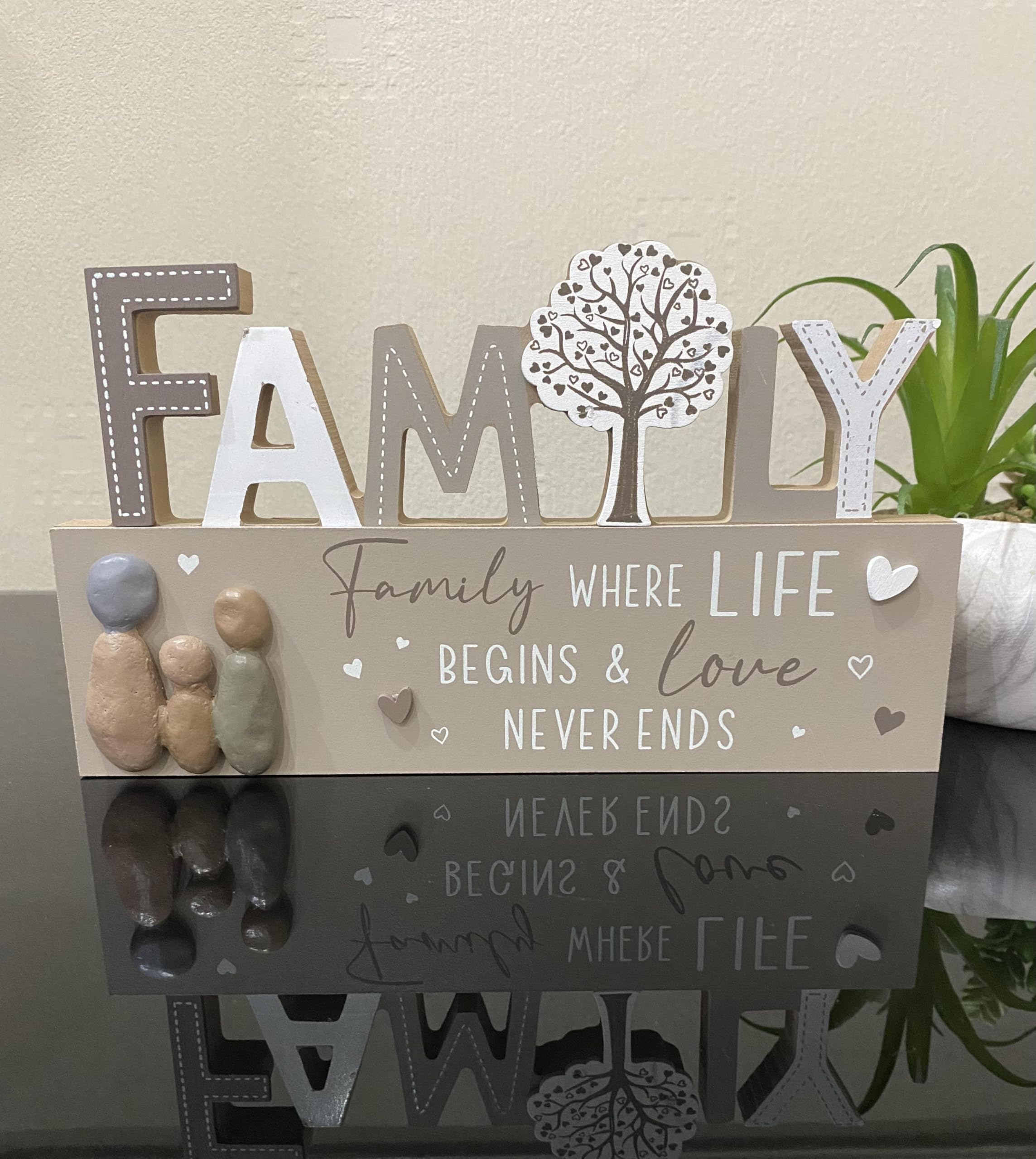 Stunning Family Wooden Free standing Plaque Where Life Begins & Love Never Ends Sign Home Decorative And Room Decorative