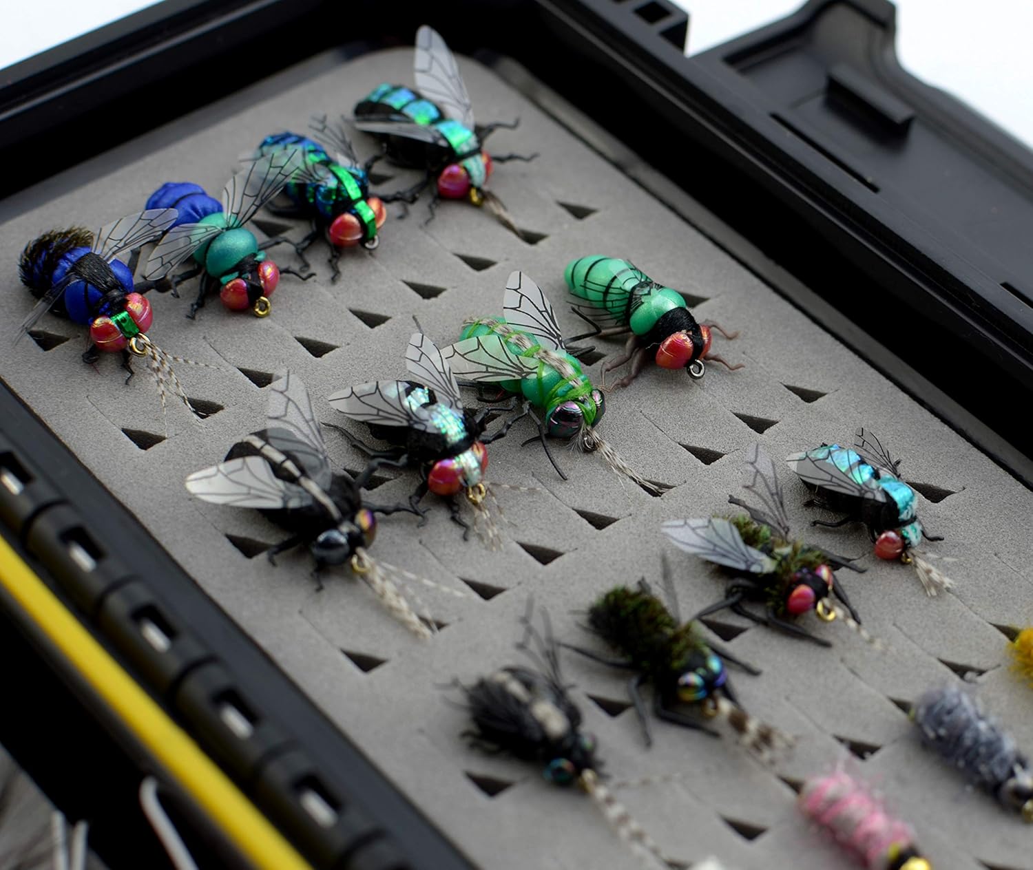 Fly Fishing Flies Kit Fly Assortment Trout Bass Fishing with Fly Box, with Dry/Wet Flies, Nymphs, Streamers,Fly Poppers (Bass Flies) : Sports & Outdoors