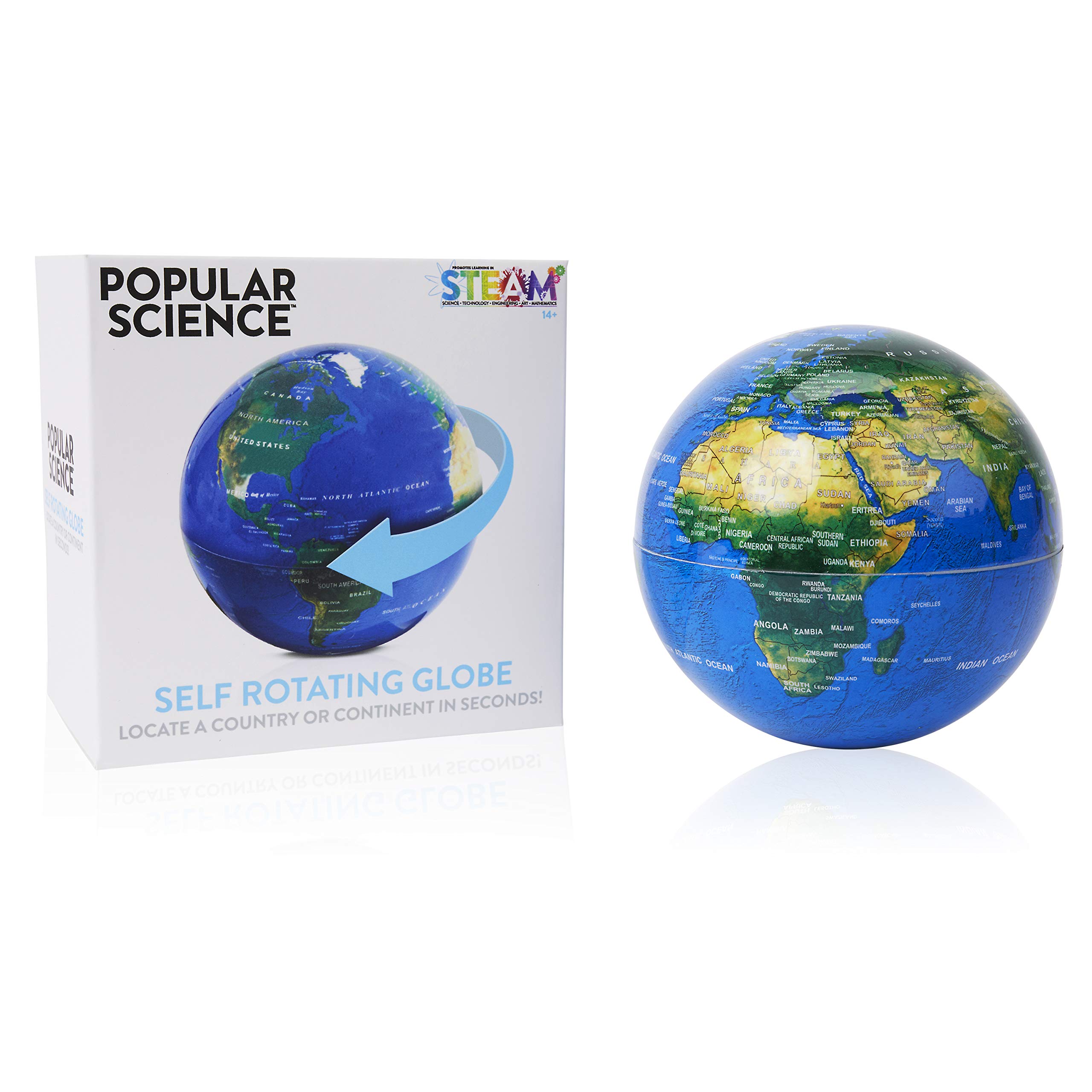 WOW! STUFF Popular Science Self Rotating Globe - STEM Educational Toy