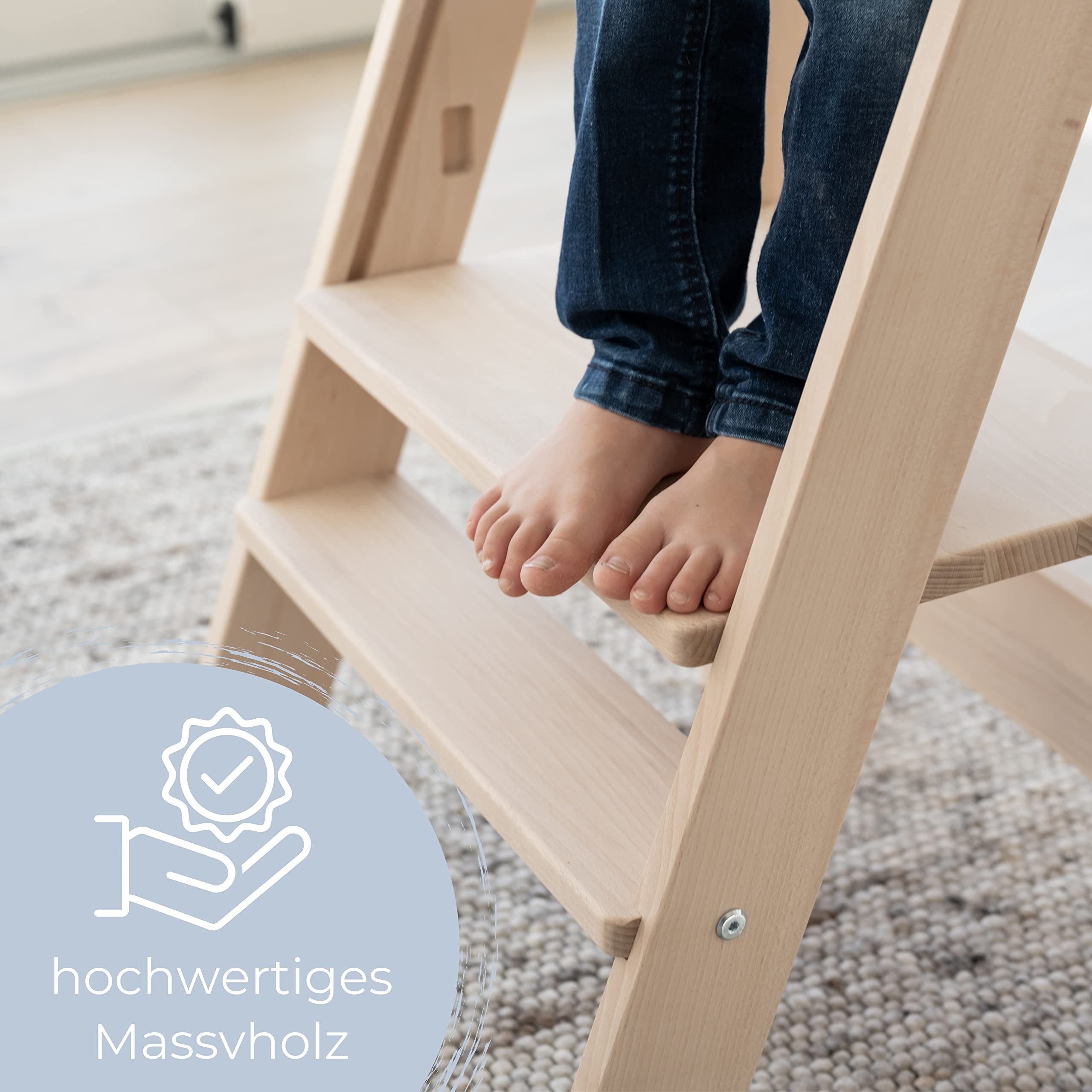 JOWE Lernturm für Kinder | Learning Tower aus Massivholz | klappbar und höhenverstellbar