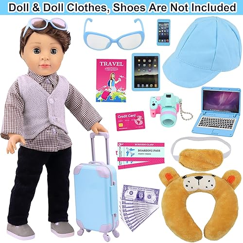 Miniatura 2 de ZITA ELEMENT Juego de 22 maletas de ropa de muñeca de 18 pulgadas para niños de 19 pulgadas, accesorios de almacenamiento de viaje, incluyendo