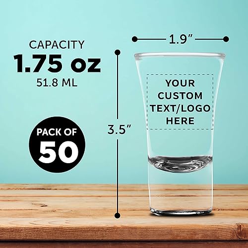Miniatura 5 de Lord Shooter - Vasos de chupito grabados a medida, paquete de 50, texto personalizado, logotipo, fiesta de cumpleaños número 21, cristalería para