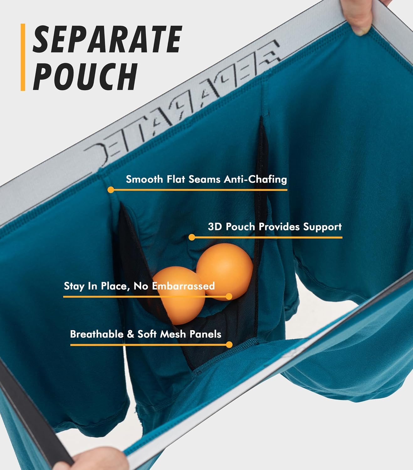 Separatec Mens Underwear with Separate Pouch Moisture Wicking Micro Modal Boxer Briefs Seamless Underwear with Fly 4 Pack - Image 2