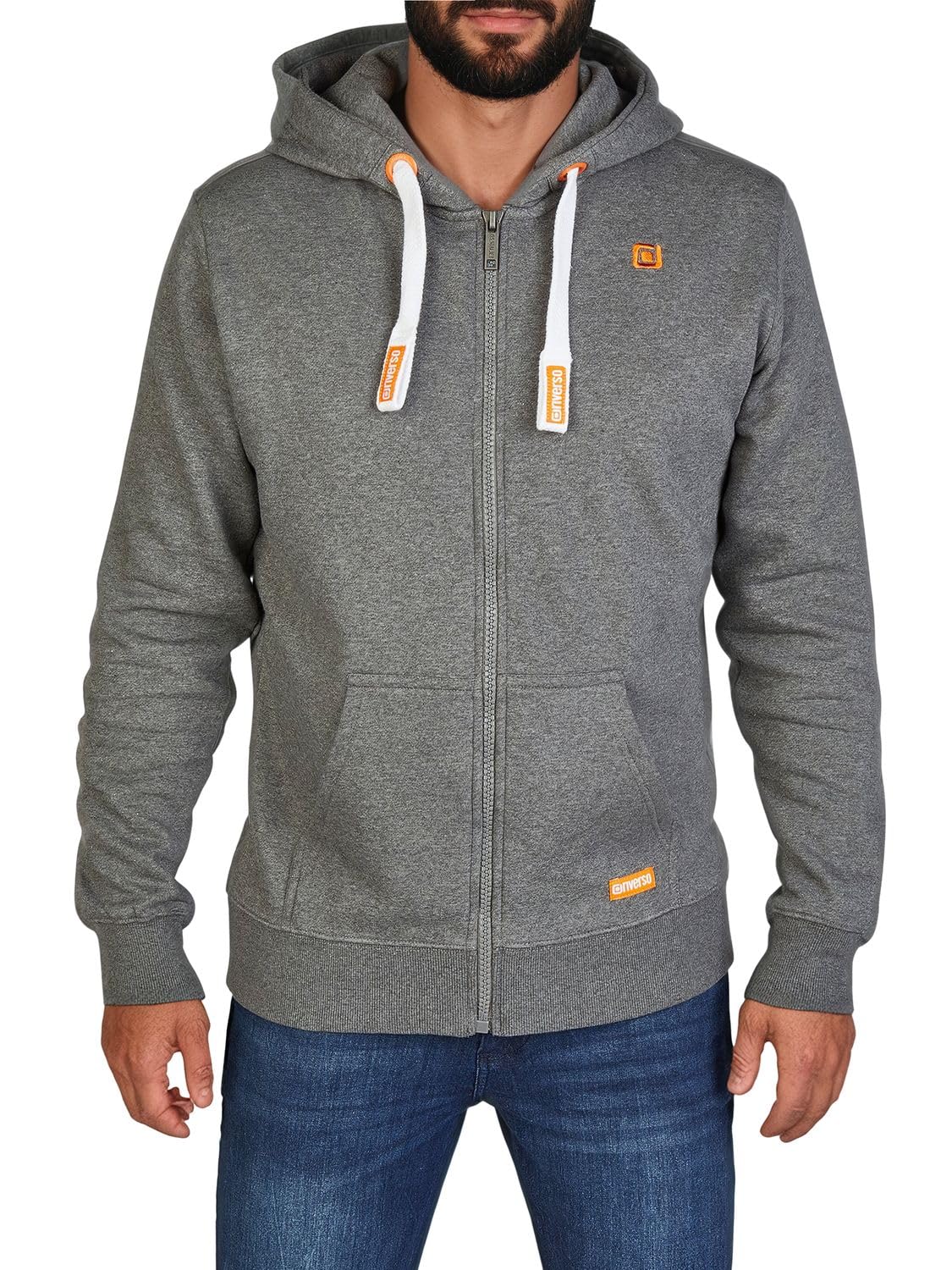 riverso Sweatjacke Herren mit Kapuze Reißverschluss Regular Fit RIVNoah Kapuzenjacke Hoodie Kapuzenpullover Grau 4XL, Größe:4XL, Farbe:Grey Melange Standard 2 (23300)