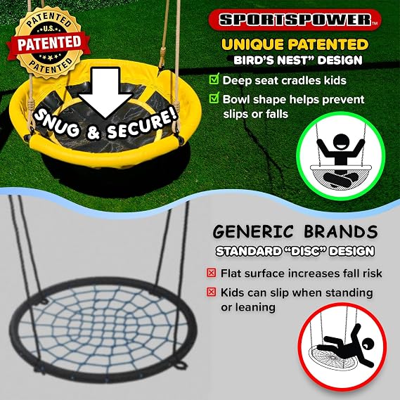 Sportspower Northridge Metal Swing Set, 500 lb Capacity, 3in Saucer, 2 Blow-Molded Swings, on 5ft Slide, Durable 6ft Frame, Outdoor Backyard Playset for Kids Aged 38
