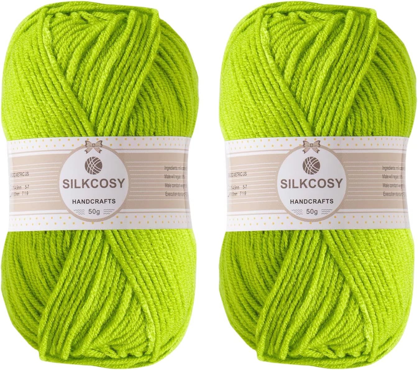 2 Pcs Crochet Yarn, Feels Soft 280 Yards Assorted Colors 4ply Acrylic Yarn,Yarn for Crochet & Hand Knitting-Bud Green