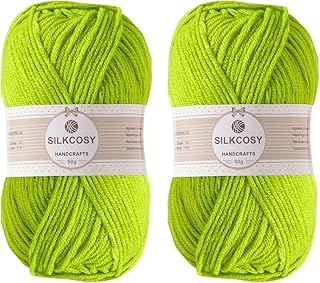 2 Pcs Crochet Yarn, Feels Soft 280 Yards Assorted Colors 4ply Acrylic Yarn,Yarn for Crochet & Hand Knitting-Bud Green