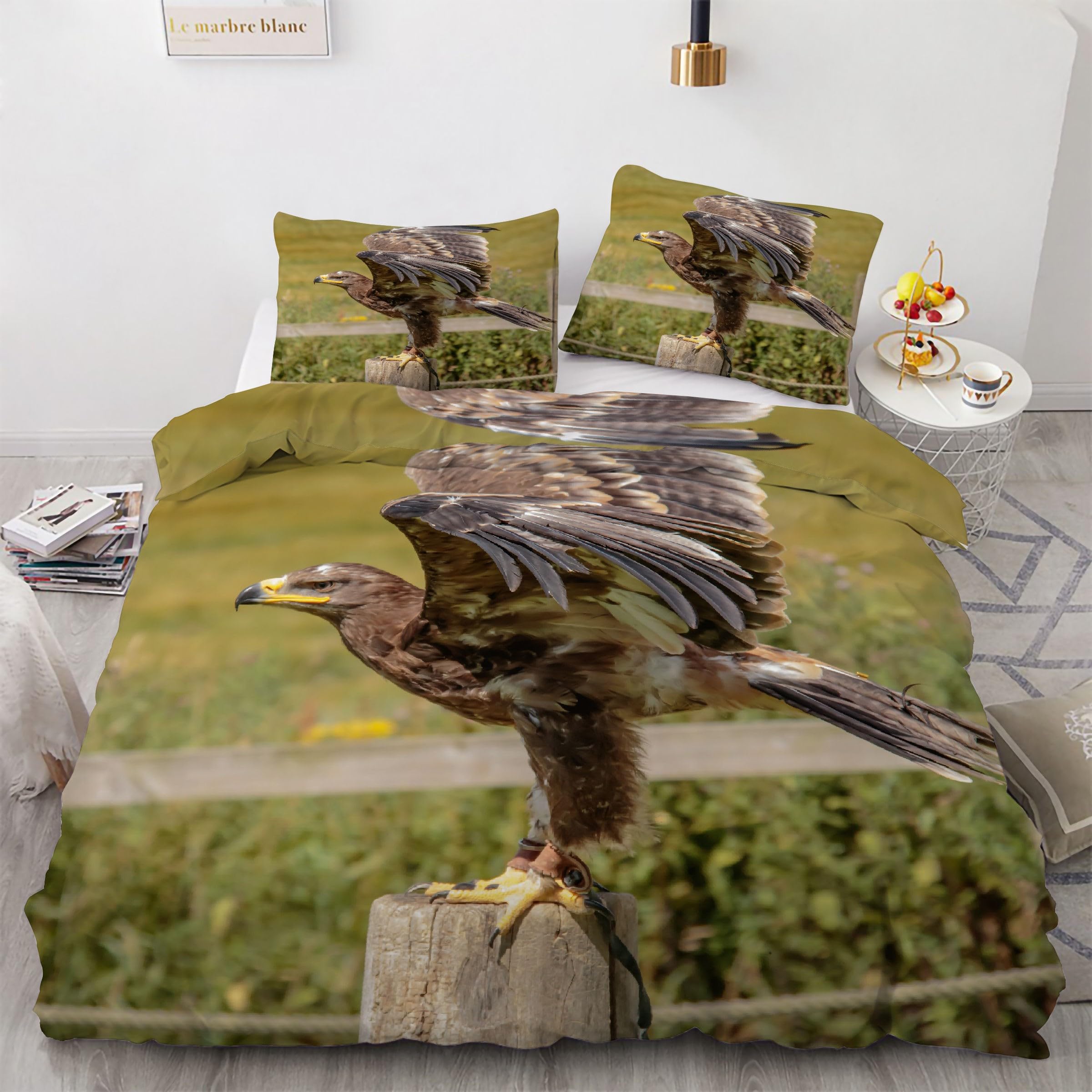 Parure de lit Aigle 240x260 cm avec housse de couette et taies d'oreiller