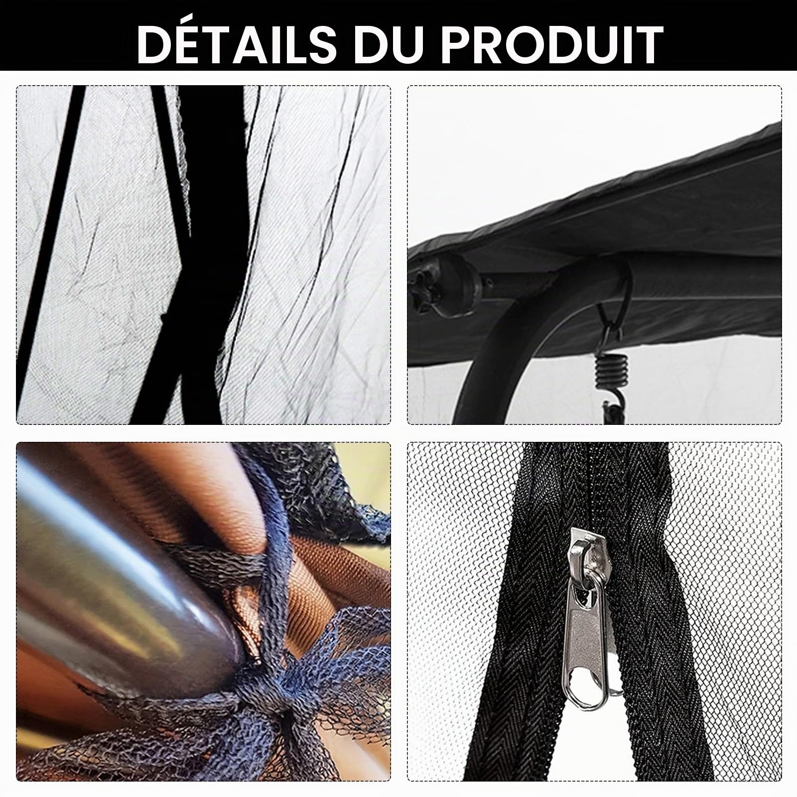 Moustiquaires, Moustiquaire avec Fermeture éclair pour Parasol 3 Places Balançoire De Porche Moustiquaire pour Balançoire De Jardin Extérieure Balcon Voyage Camping Chaise Pivotante