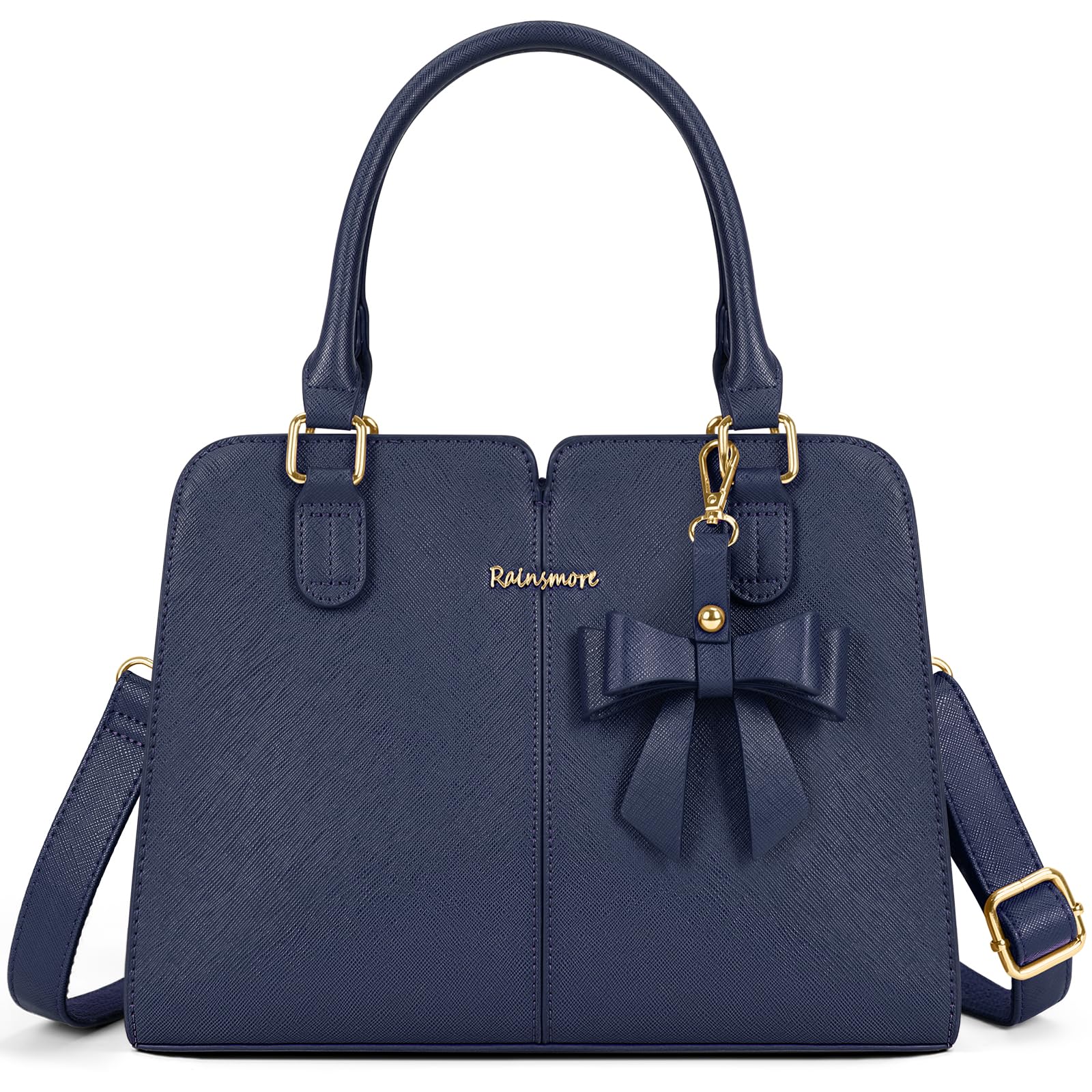 RAINSMORE Handtassen voor vrouwen, waterdichte PU-lederen damestassen met handvat en anti-diefstalzak, modieuze schoudertas, draagtas, crossbody-tas met strik voor werk, zakelijk en casual