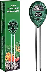 iPower Medidor de solo, testador de pH de luz de umidade de planta 3 em 1 para jardinagem, uso interno e externo, sem necessidade de baterias, 1 pacote, verde