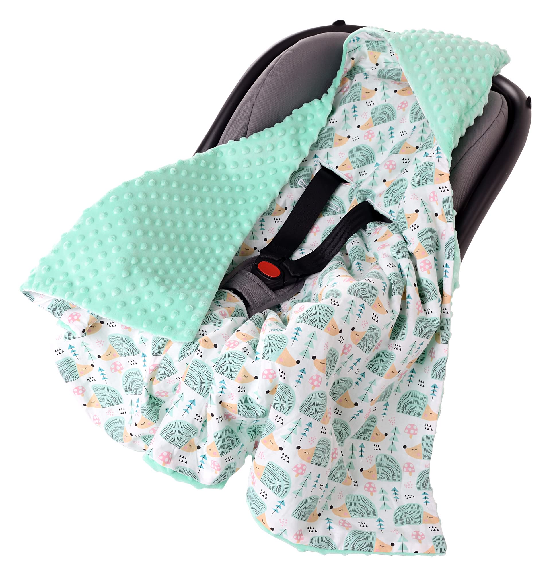 Medi Partners Coperta 100% Cotone 85x85cm Bifacciale Multifunzionale Minky Morbida e Accogliente con Cappuccio per Passeggini Marsupio