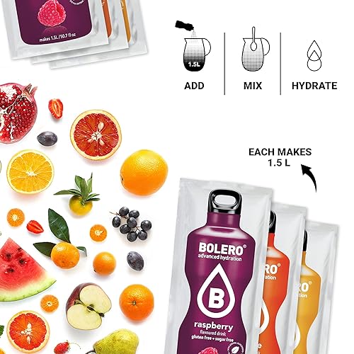 Miniatura 4 de BOLERO Paquetes de mezcla de bebidas sin azúcar - Elige tus sabores de frutas  Paquetes de agua con sabor en polvo - 96 sobres grandes sobre la