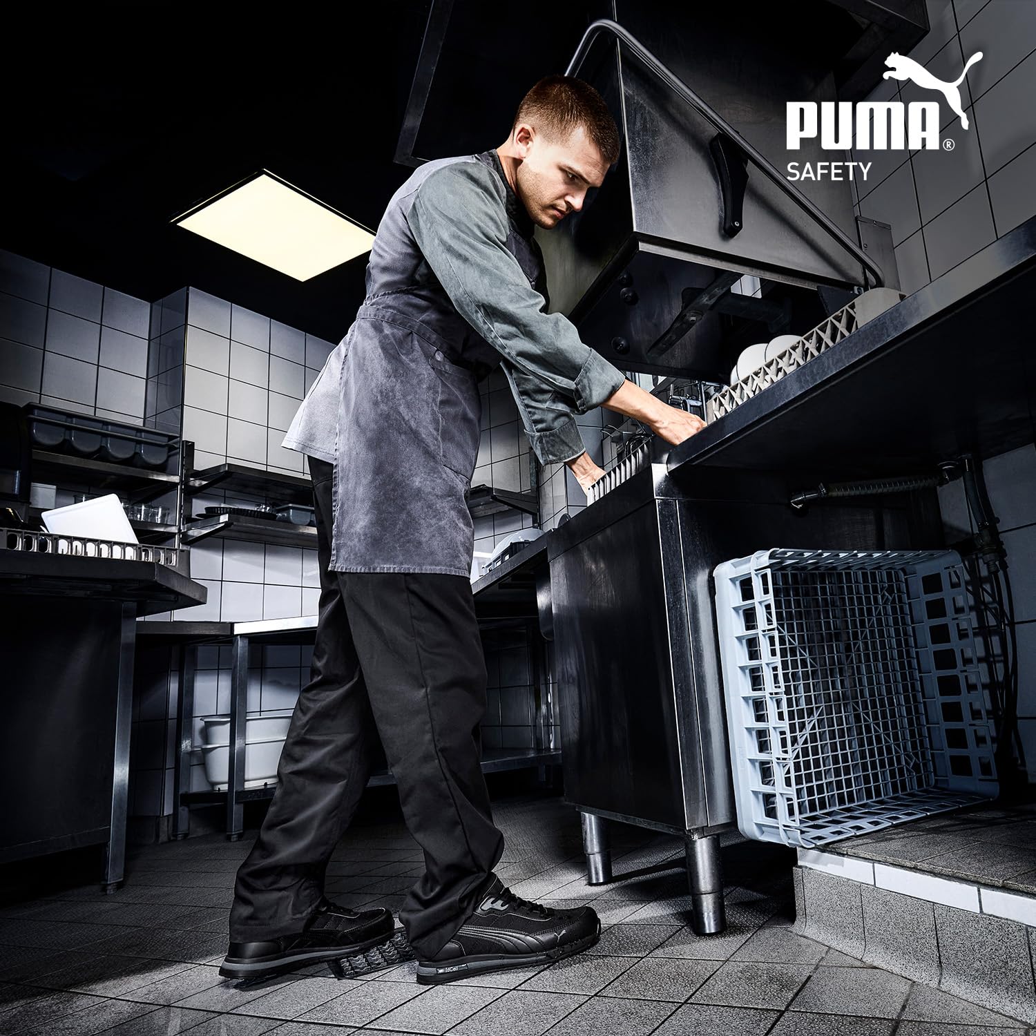 PUMA Safety Epic - Zapatos de seguridad antideslizantes S3S, sin metal, resistentes al agua, ideales para cocinar y trabajar, color negro